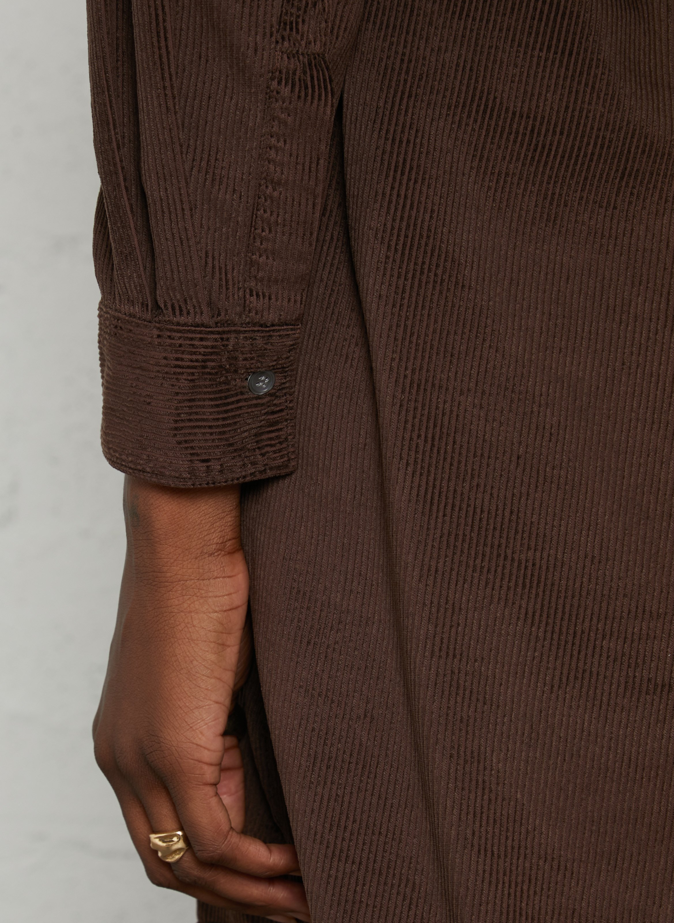 Geripptes Samt-Kleid aus Baumwollmischung HARTFORD Braun