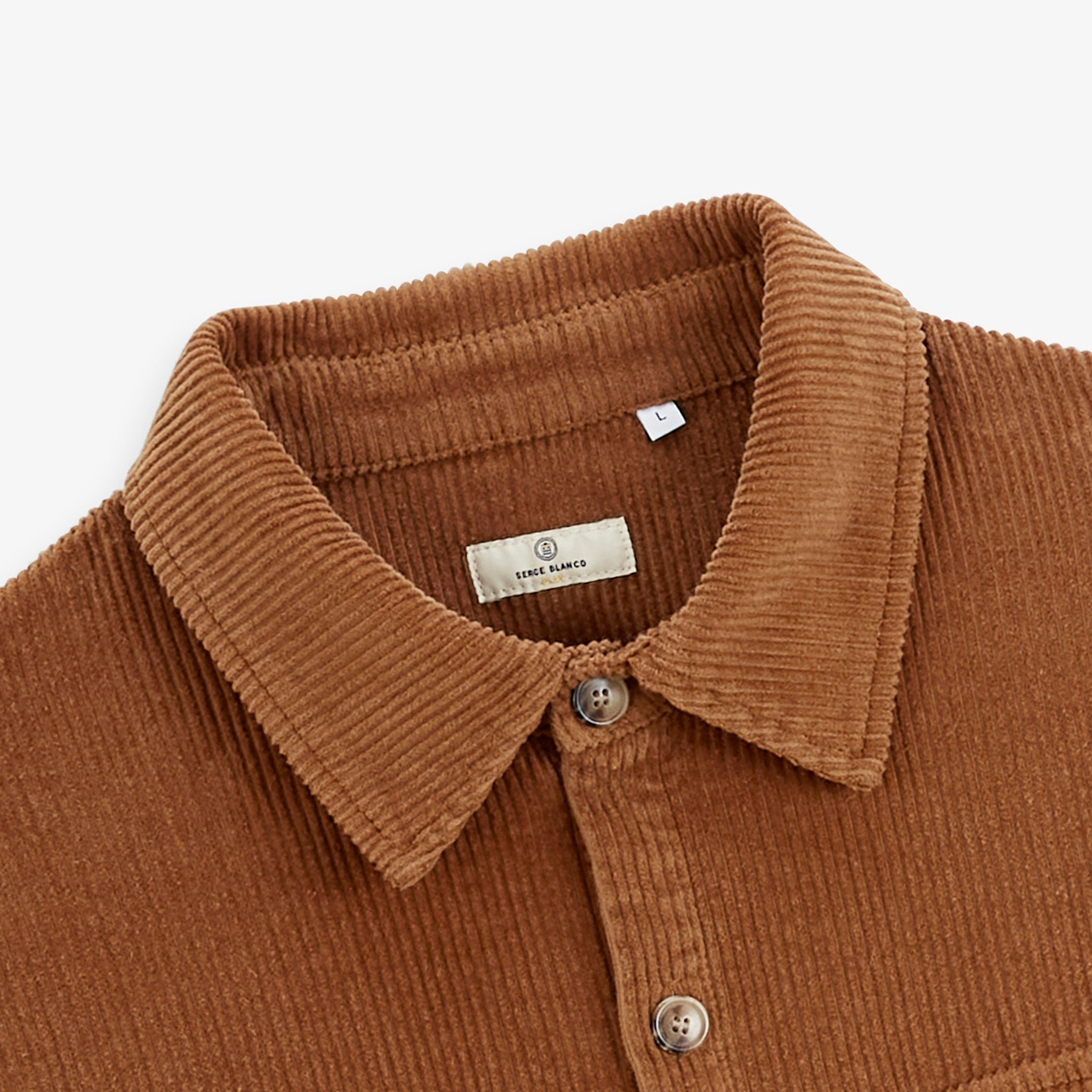 Long-sleeved velvet pigment dye shirt in hazelnut brown by sbplay SERGE BLANCO Brown