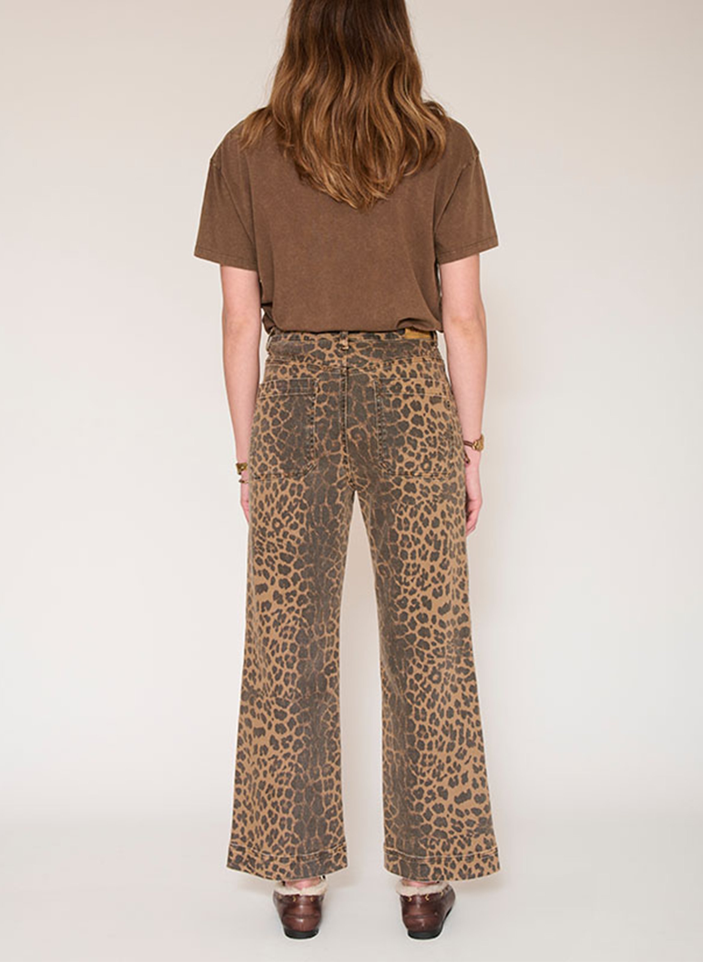 Straight animal print pants in blended cotton. MKT Brown