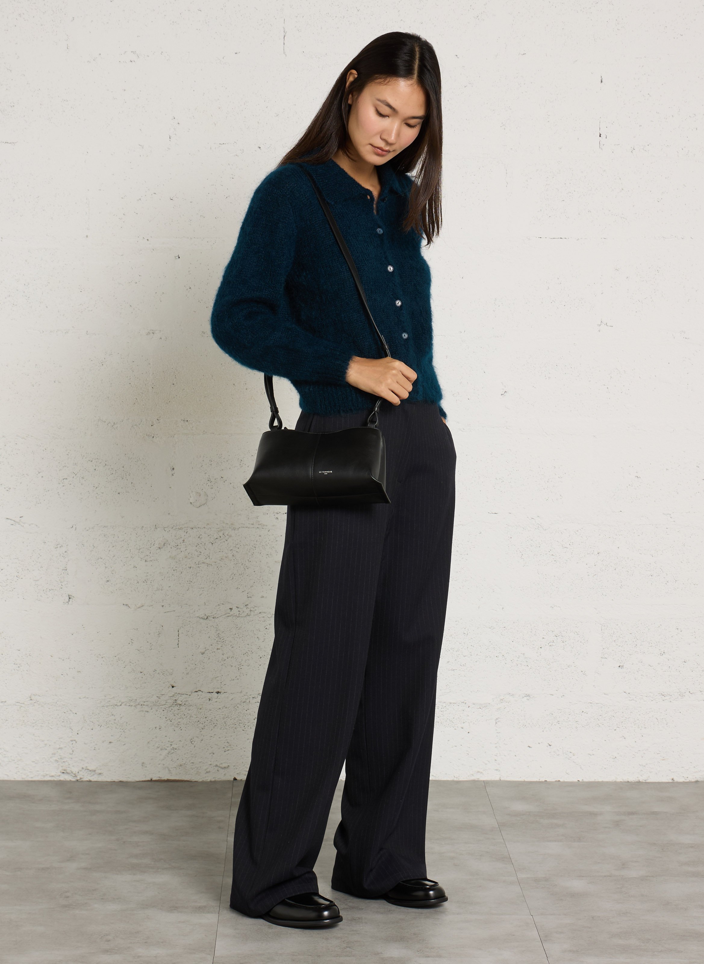 Straight Wide Striped Pleated Trousers THE NEW SOCIETY Black