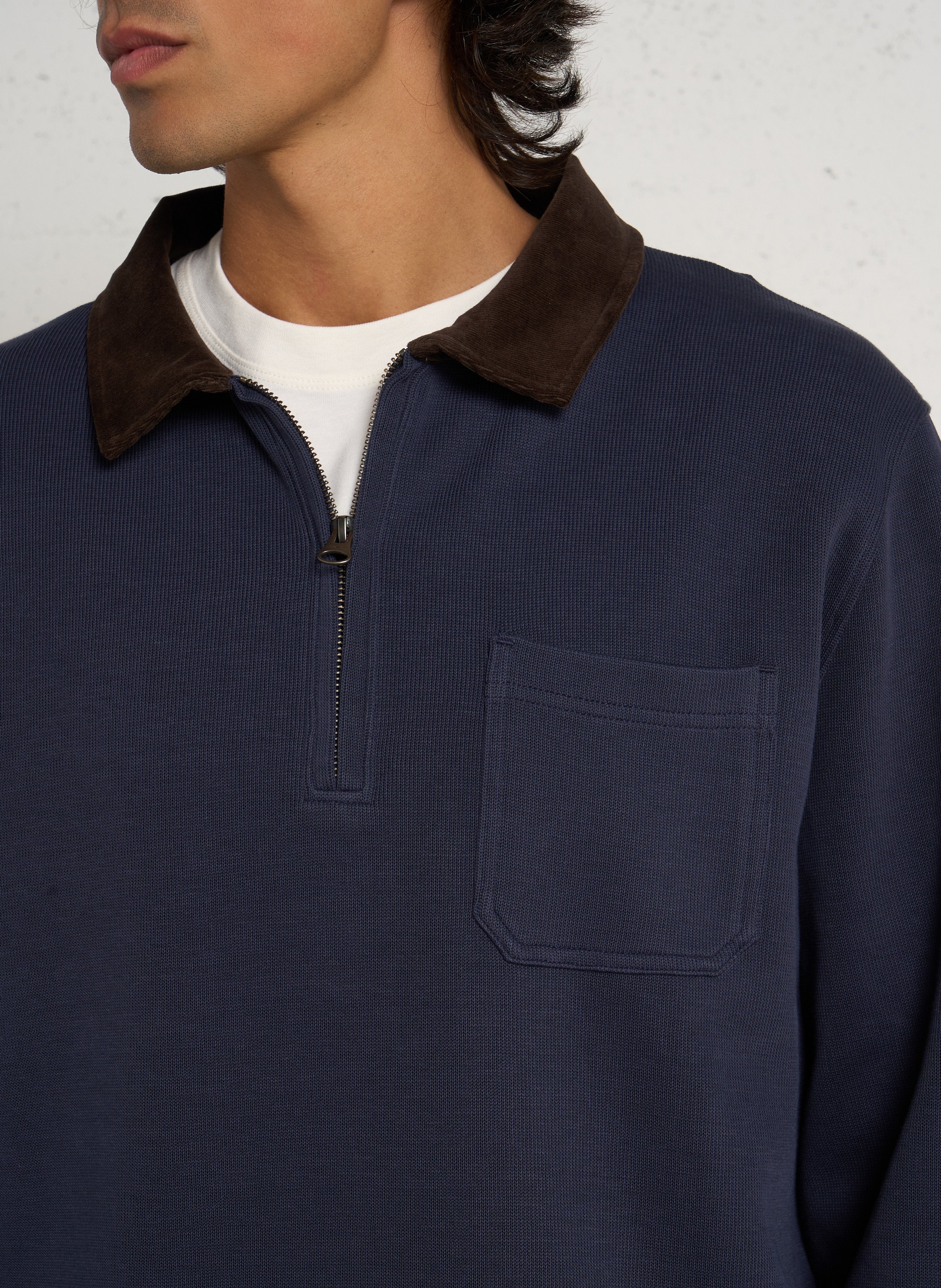 Pull col polo en coton GANT Bleu