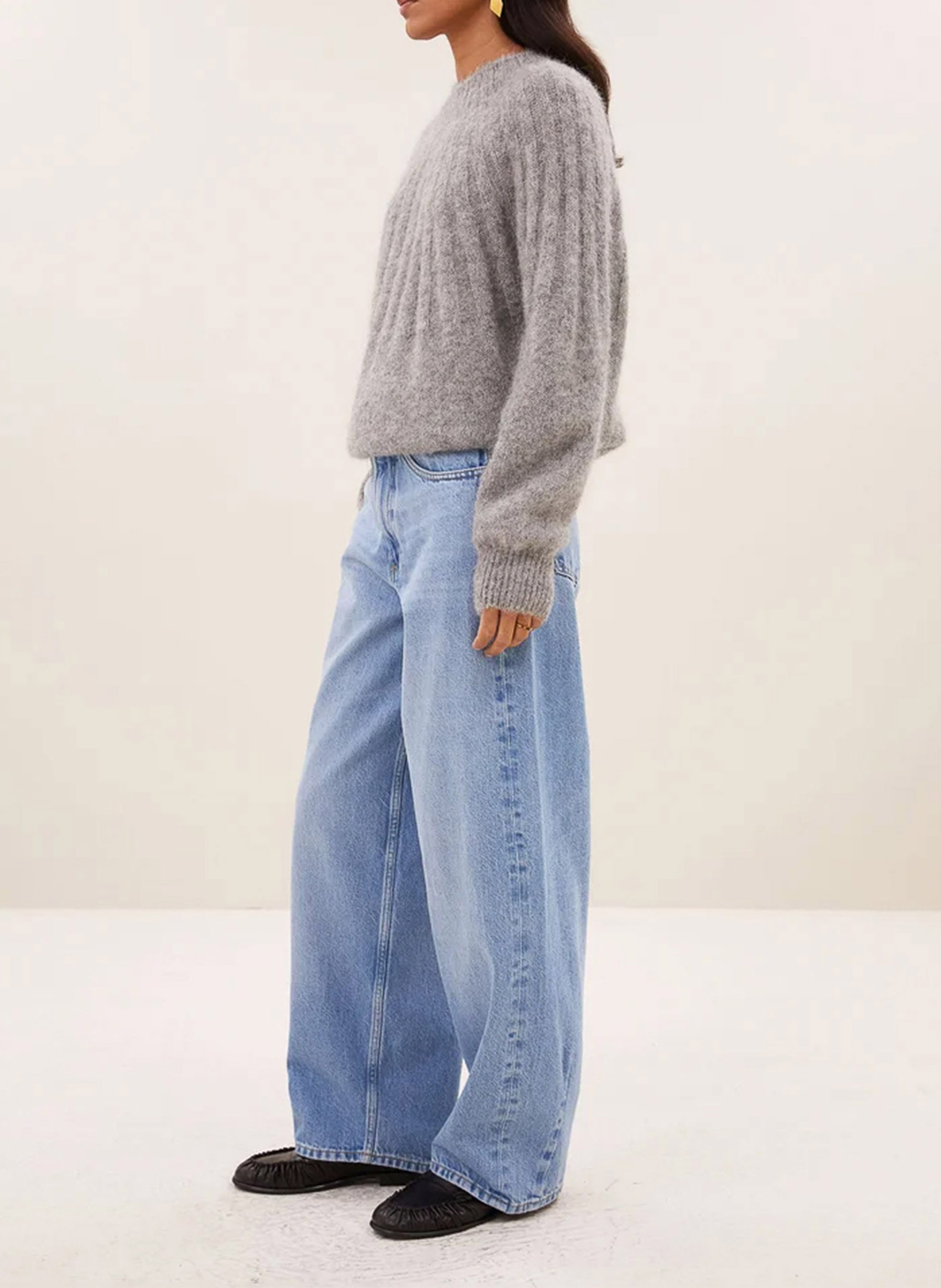 Pull oversize en laine mélangée BY BAR Gris