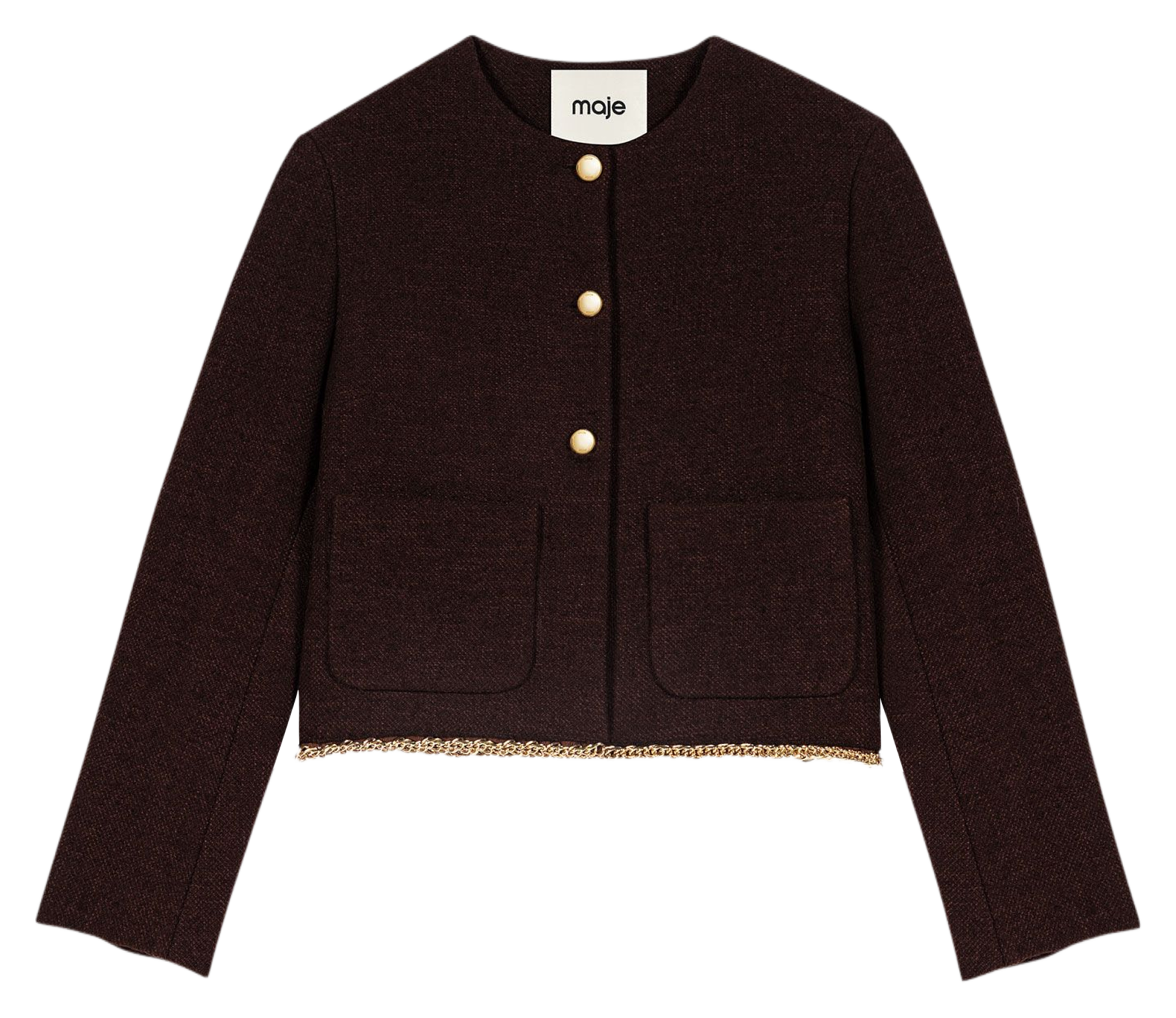 Veste courte droite col rond MAJE Bruin
