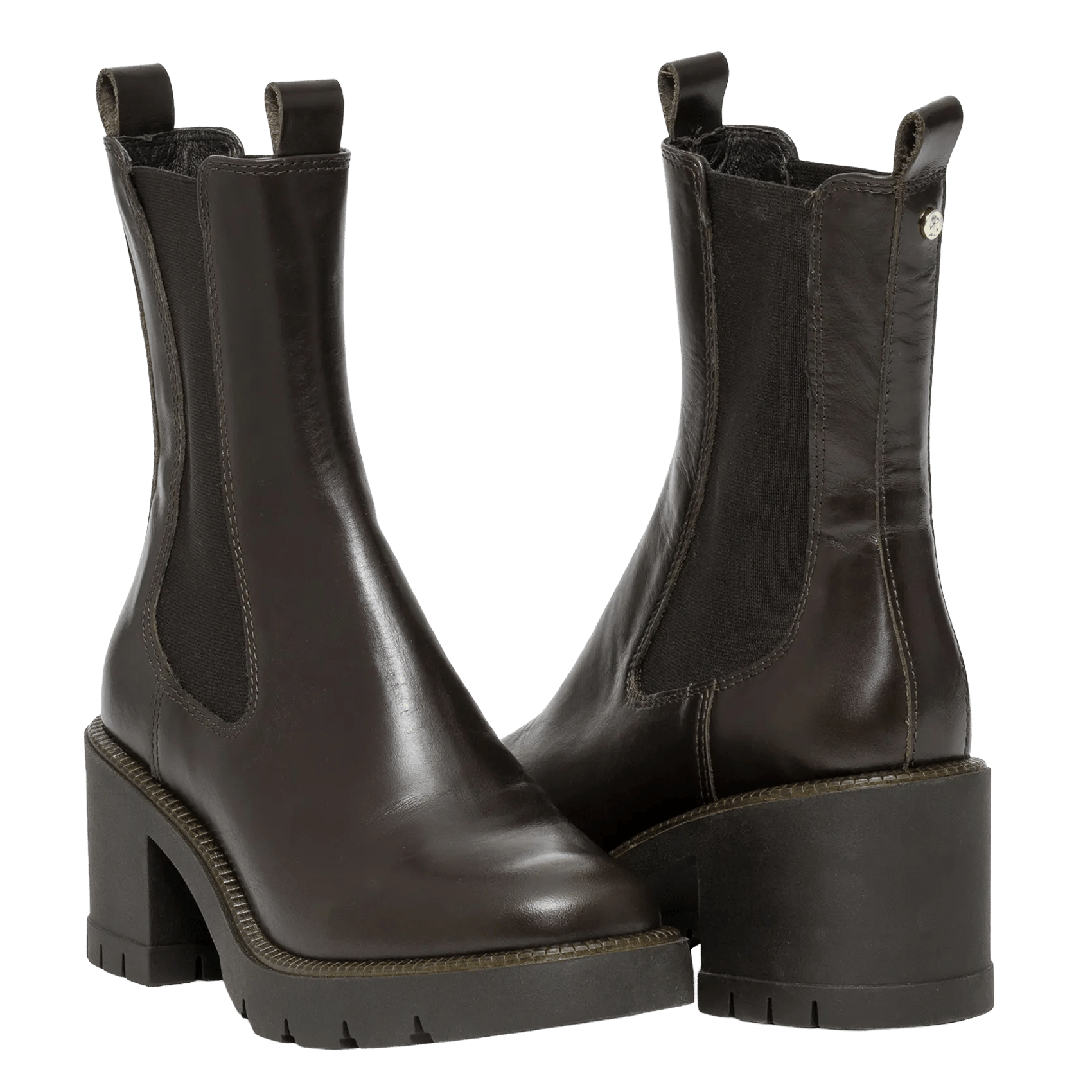 Smooth black leather Chelsea boots BOCAGE Brown