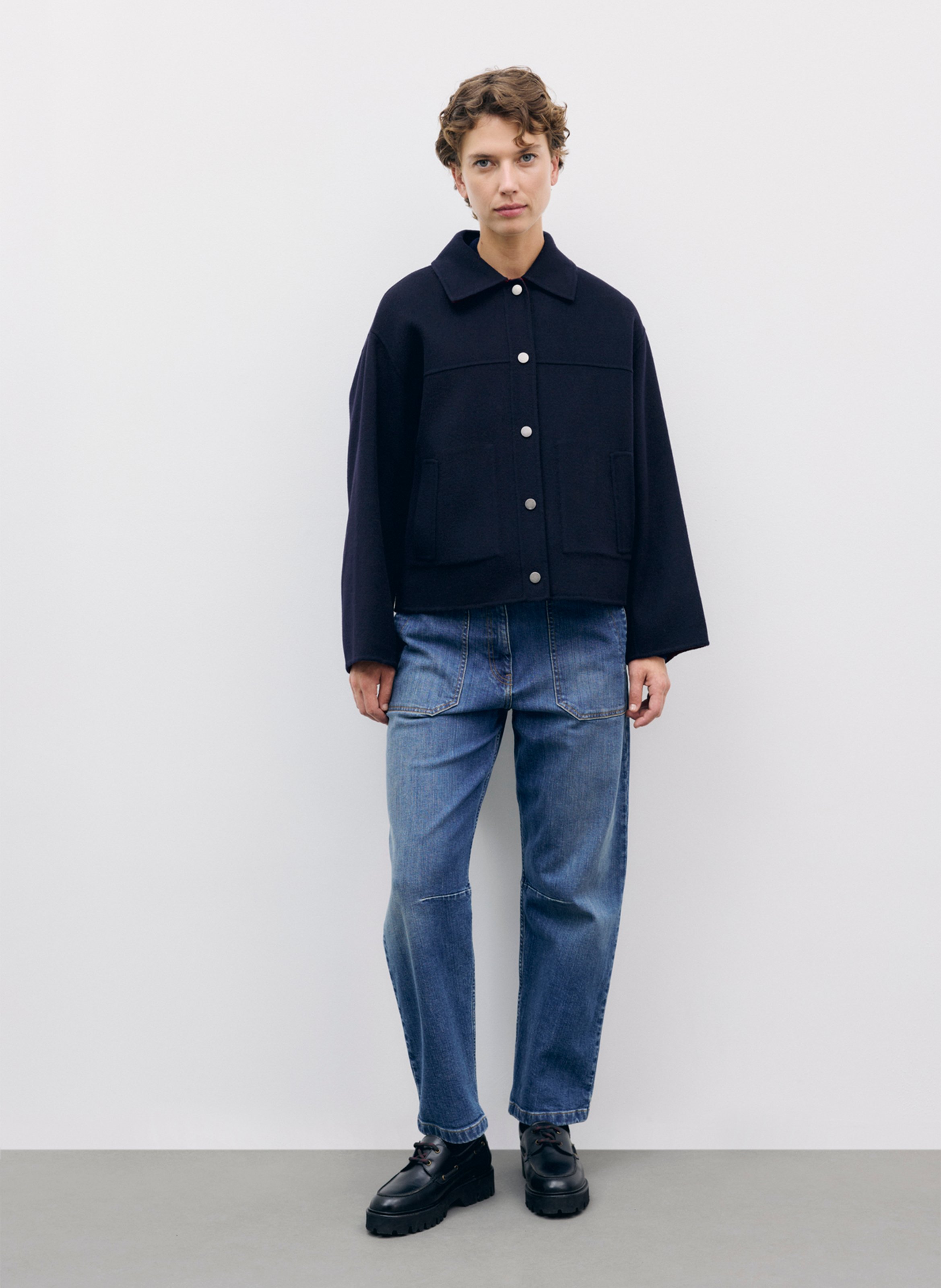 Plain buttoned wool coat GERARD DAREL Blue
