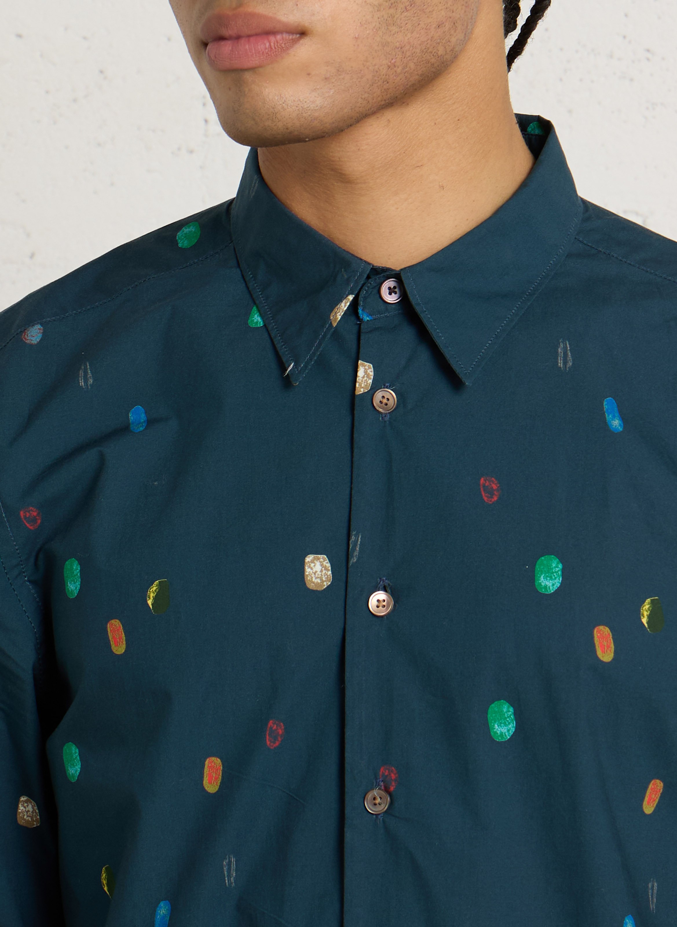 Printed shirt with classic collar in cotton PAUL SMITH Blue