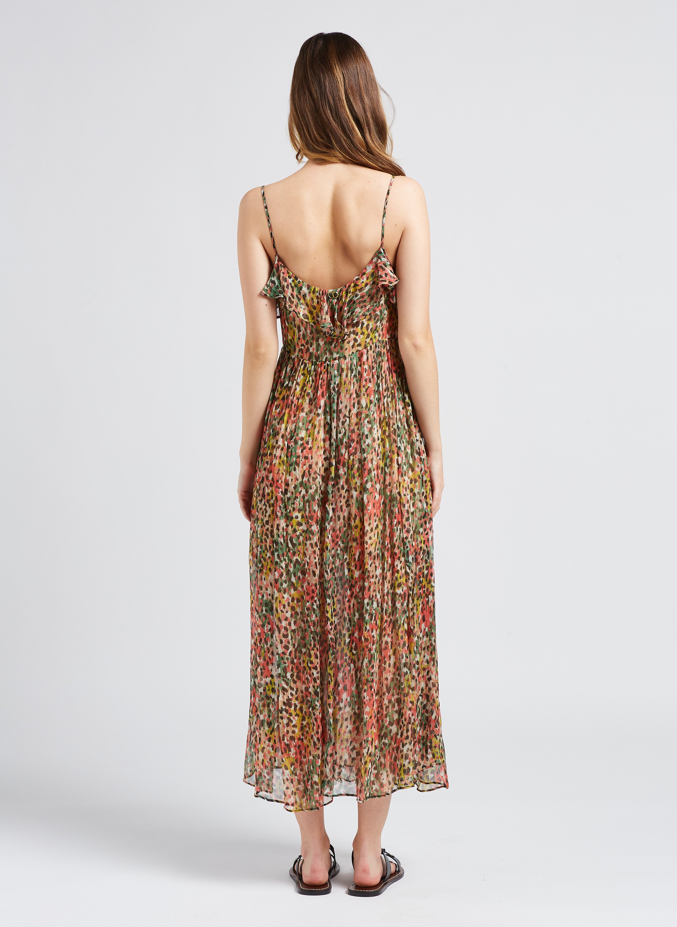 Long printed viscose dress TWINSET Multicolored