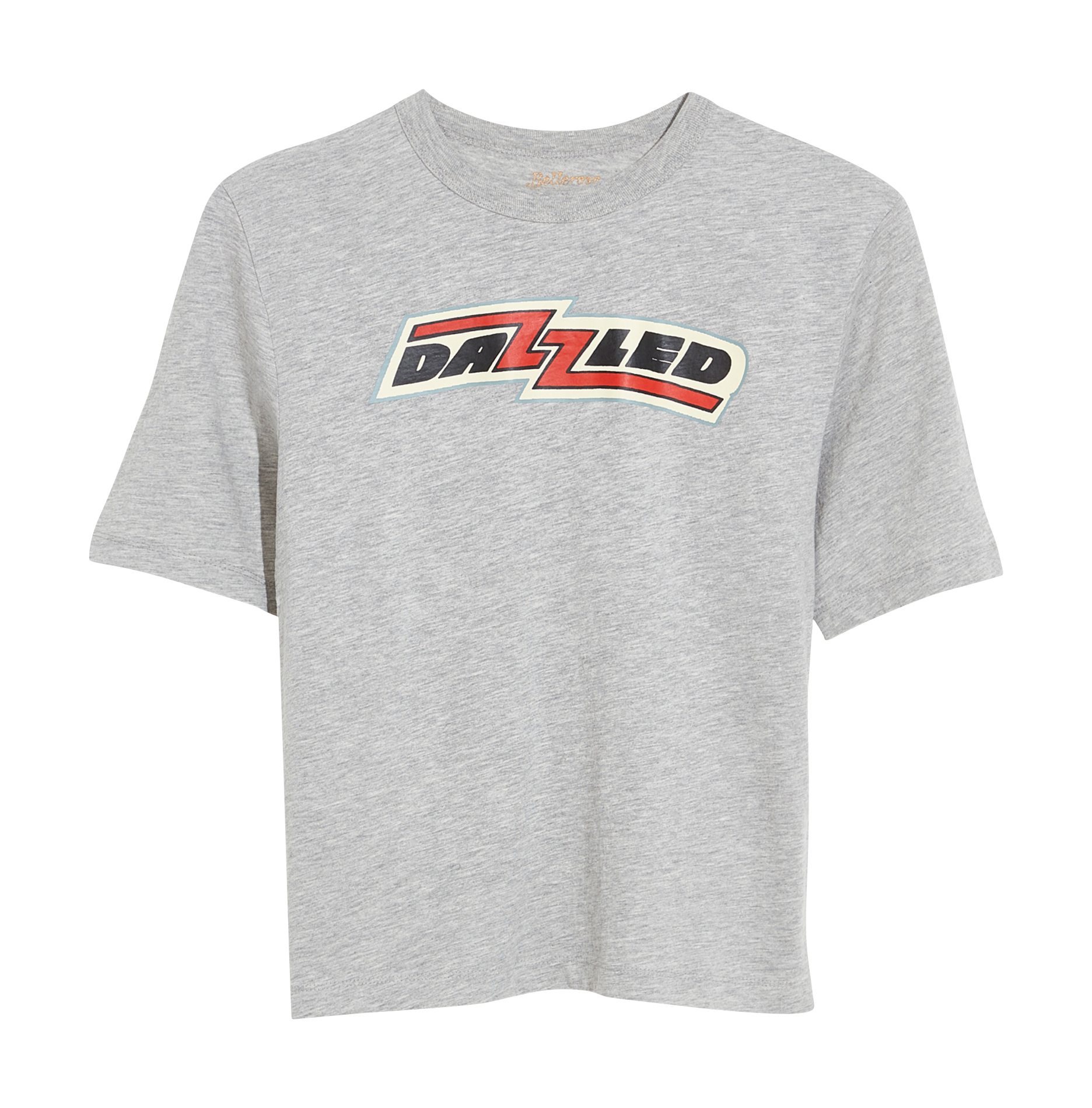 Round-neck organic cotton T-shirt with screen print BELLEROSE Grey