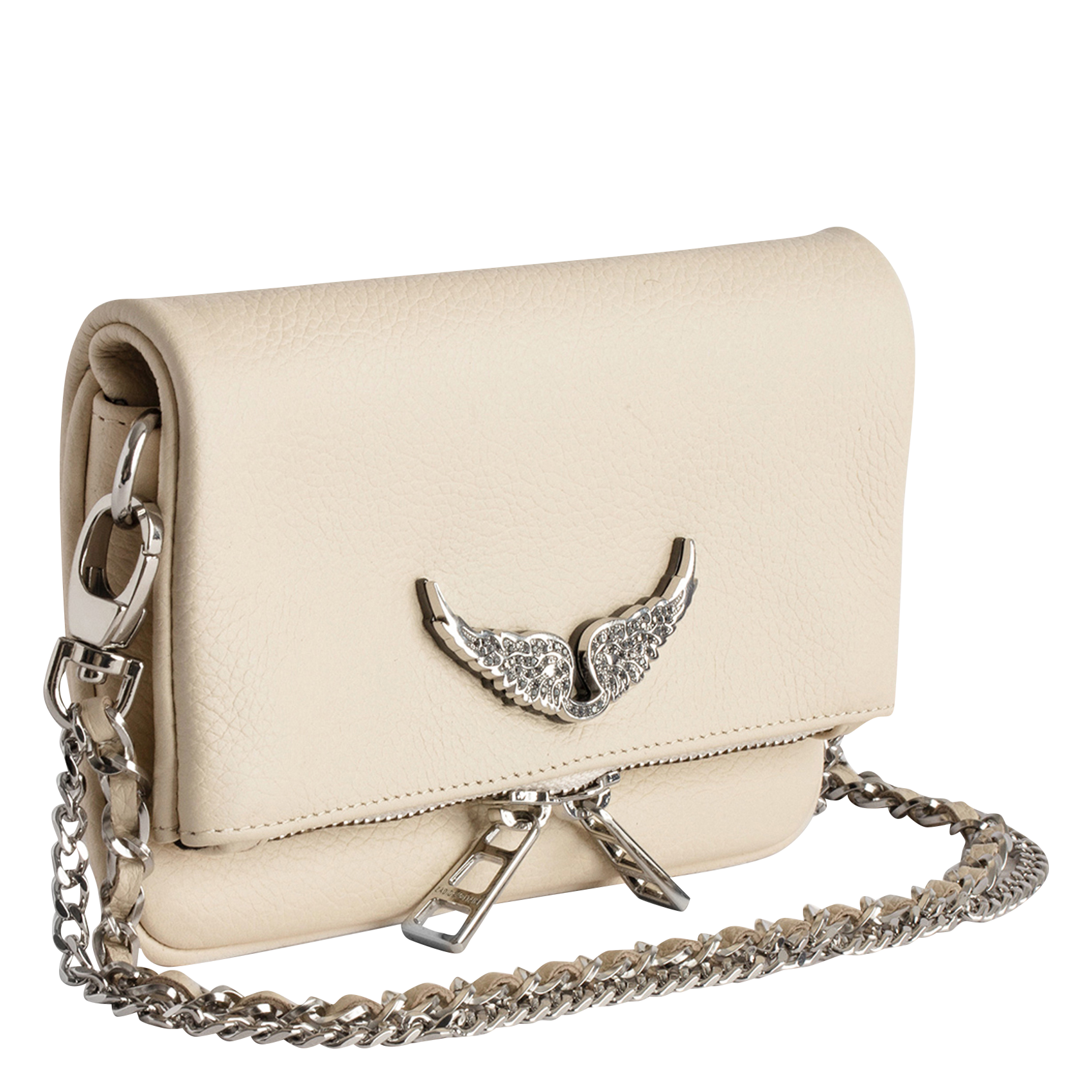 Grained leather clutch bag ZADIG&VOLTAIRE White