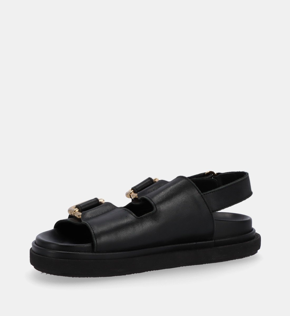 Flat leather sandals ALOHAS Black