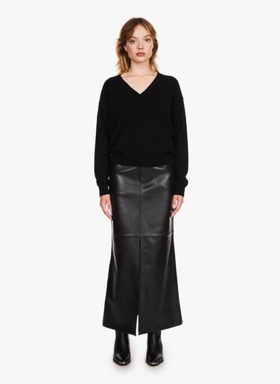 Floor length leather skirt discount