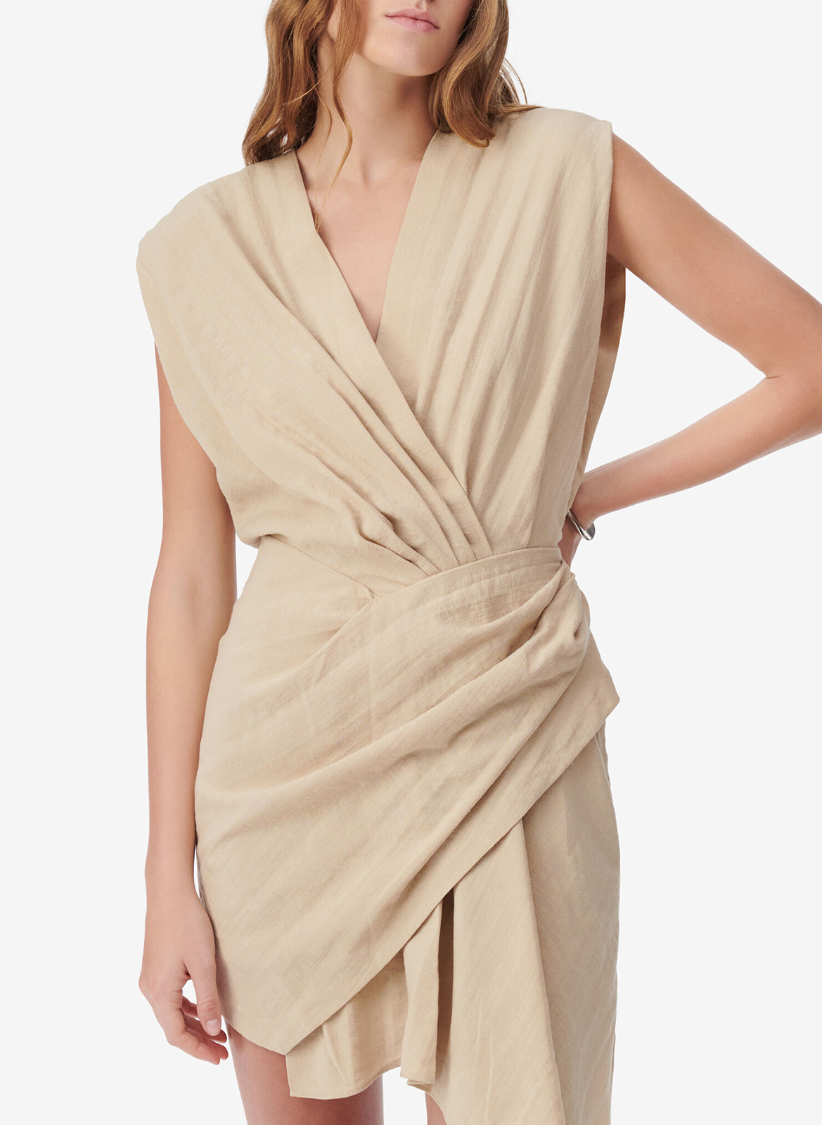 Short draped sleeveless dress Beige Iro - Women WP33ULSA