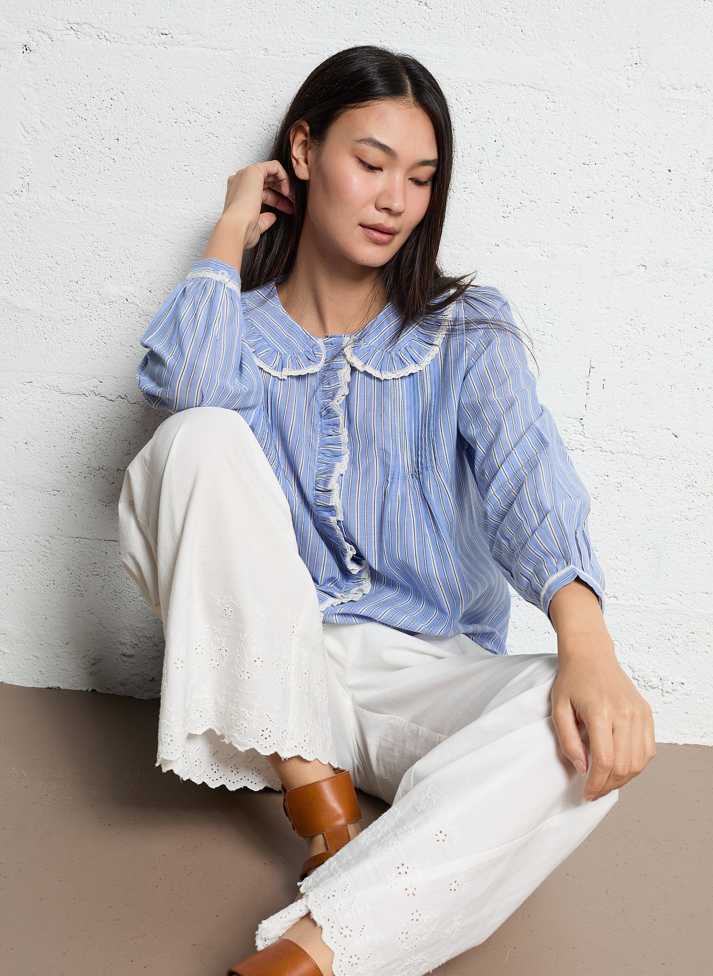 Pantalon large en coton EMILE ET IDA Blanc