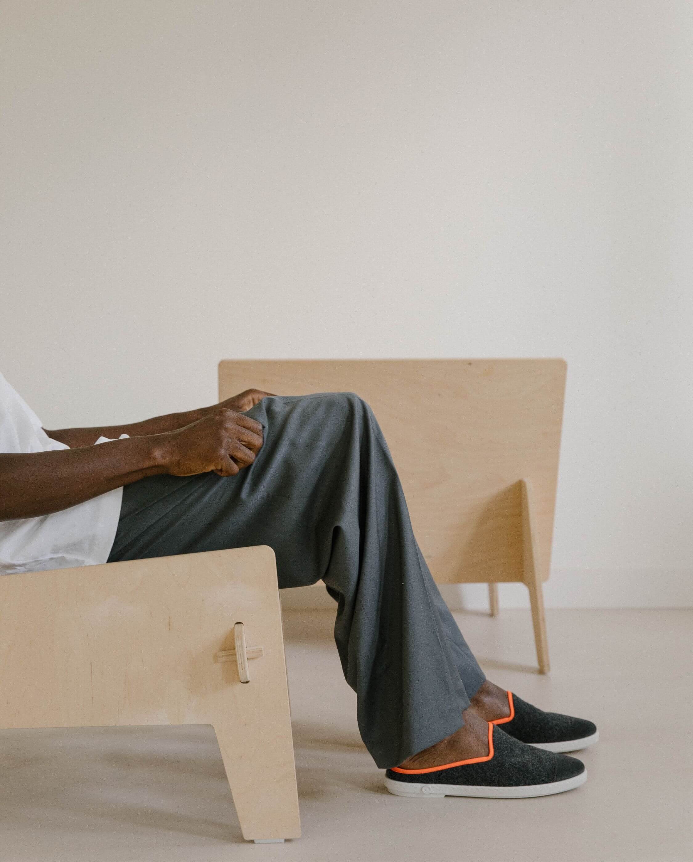 Men's wool mule, gray with neon orange ANGARDE Grey