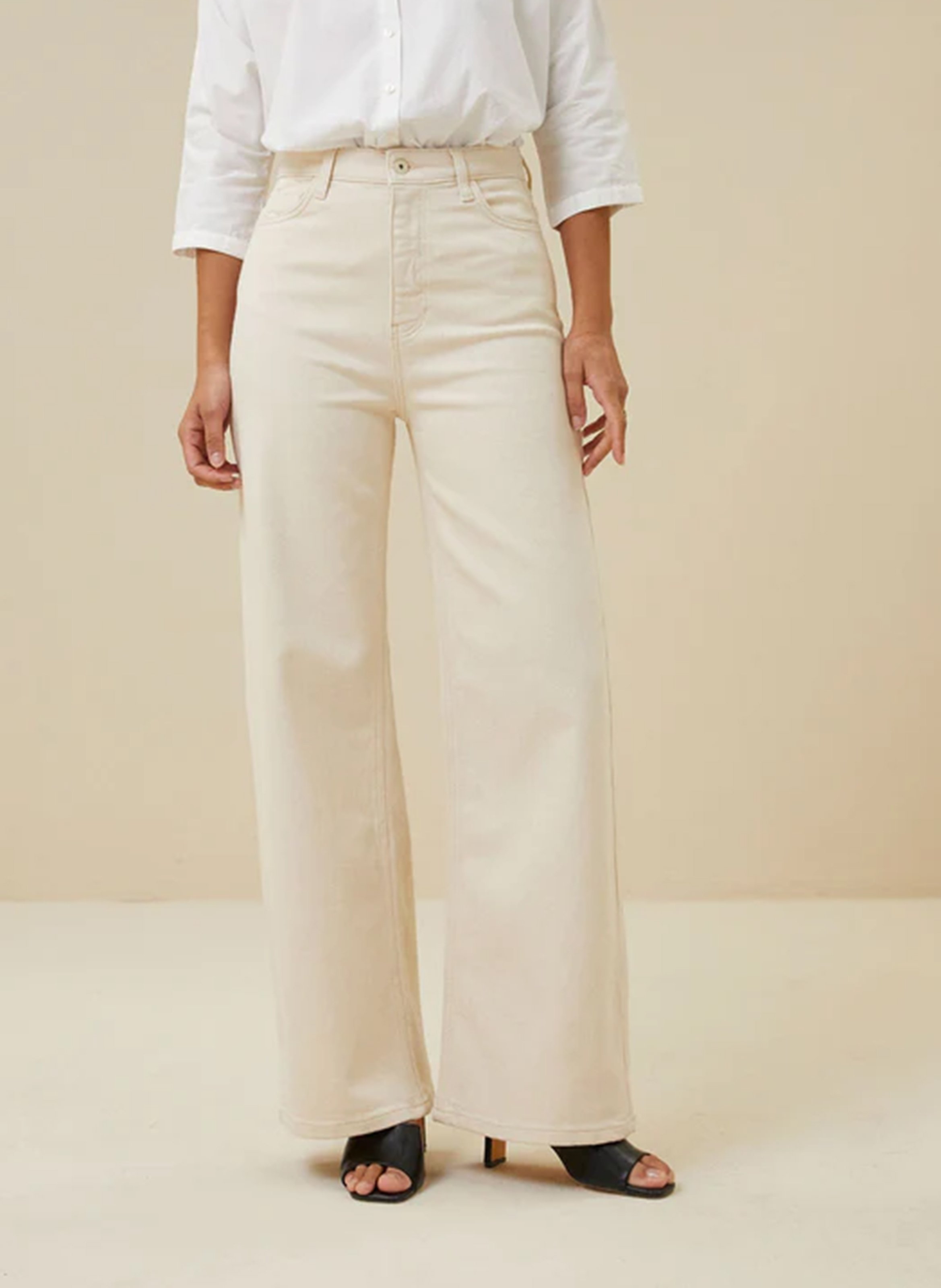 Jean droit en coton mélangé BY BAR Blanc