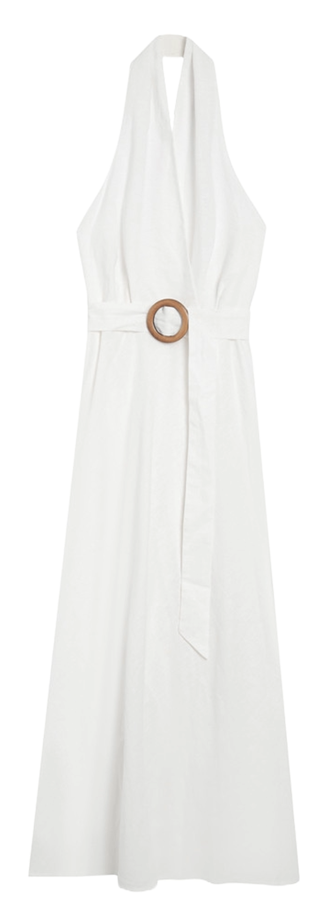 Long V-neck linen-blend dress GRACE ET MILA White