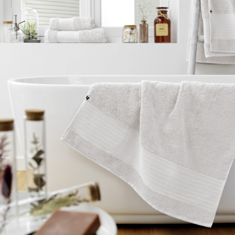 100% combed cotton bath towel L'EFFET PAPILLON White