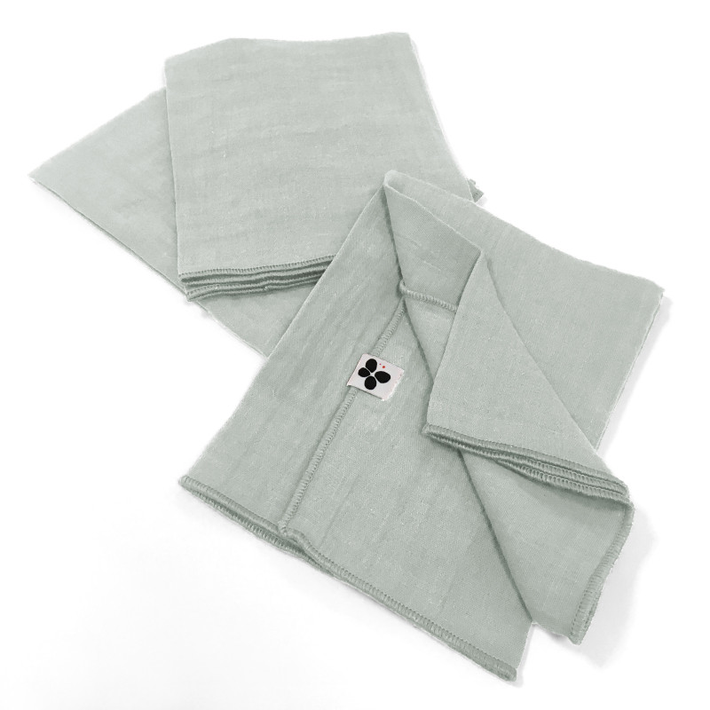 Set of 2 cotton muslin hand towels L'EFFET PAPILLON Blue