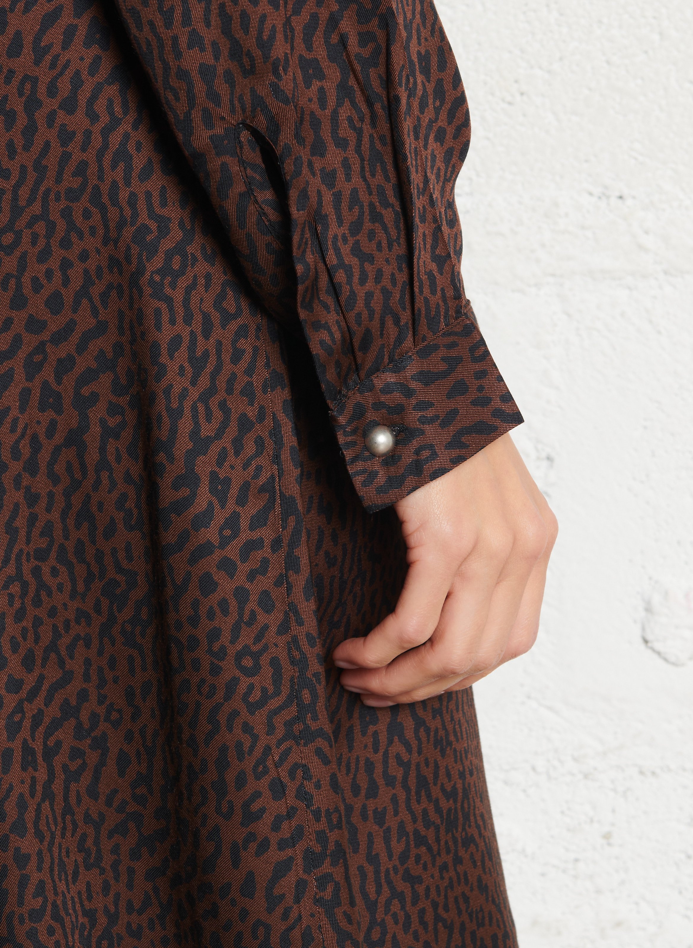 Short jacquard leopard-print dress IKKS Brown