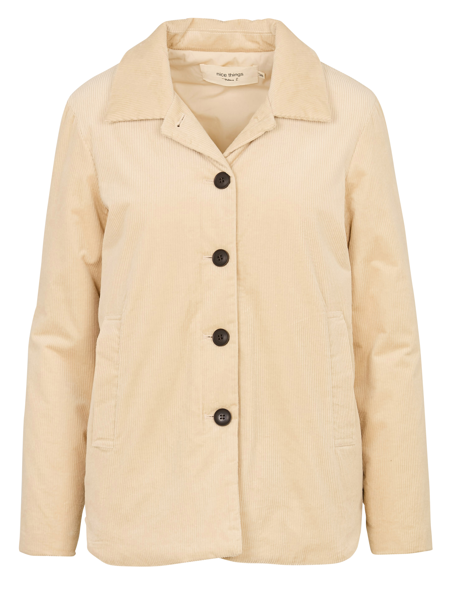 Veste rembourrée col classique en velours côtelé NICE THINGS Beige