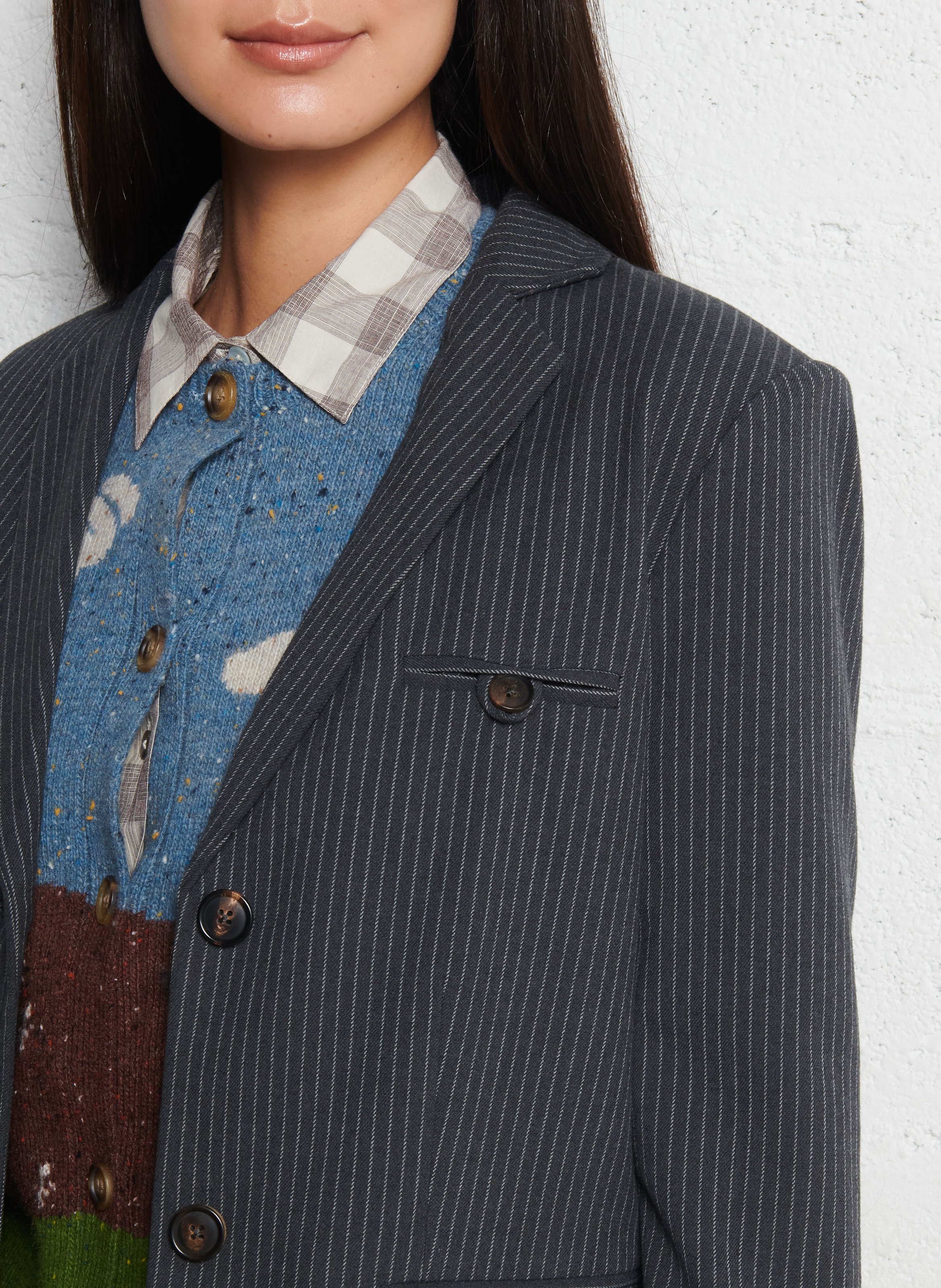 Straight striped tailored jacket Grey