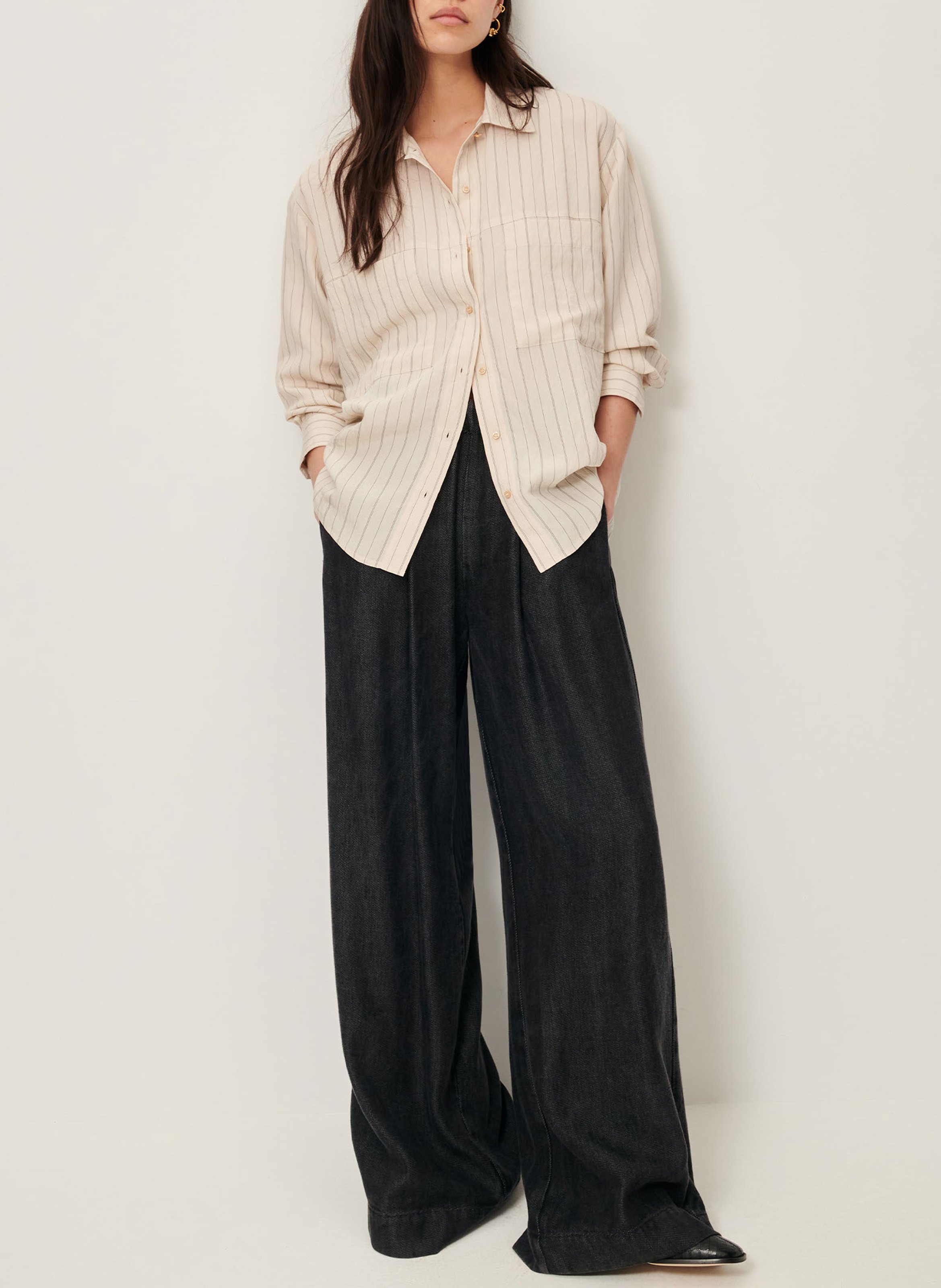 Chemise droite rayée SESSUN Beige