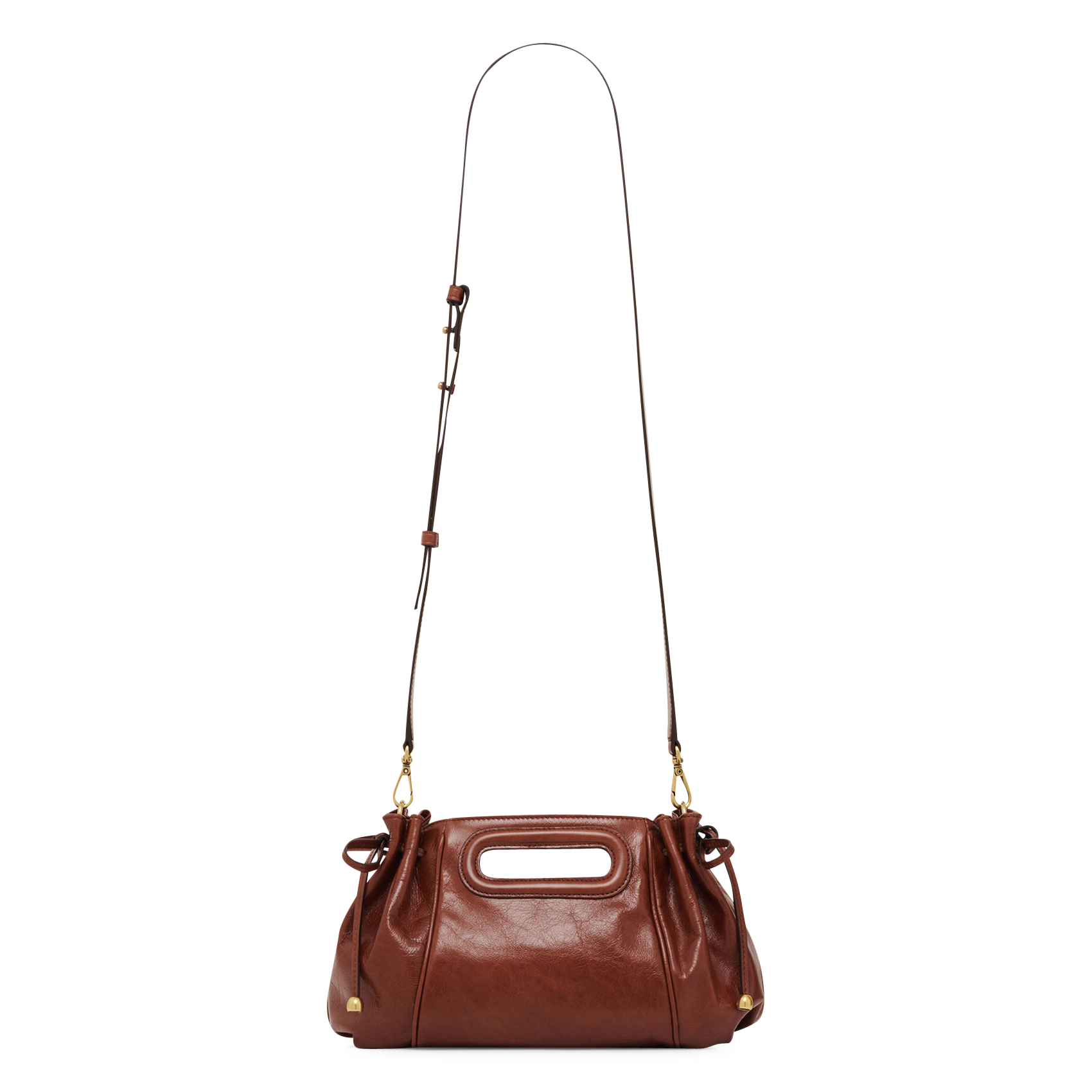 Ruched leather shoulder bag GERARD DAREL Brown