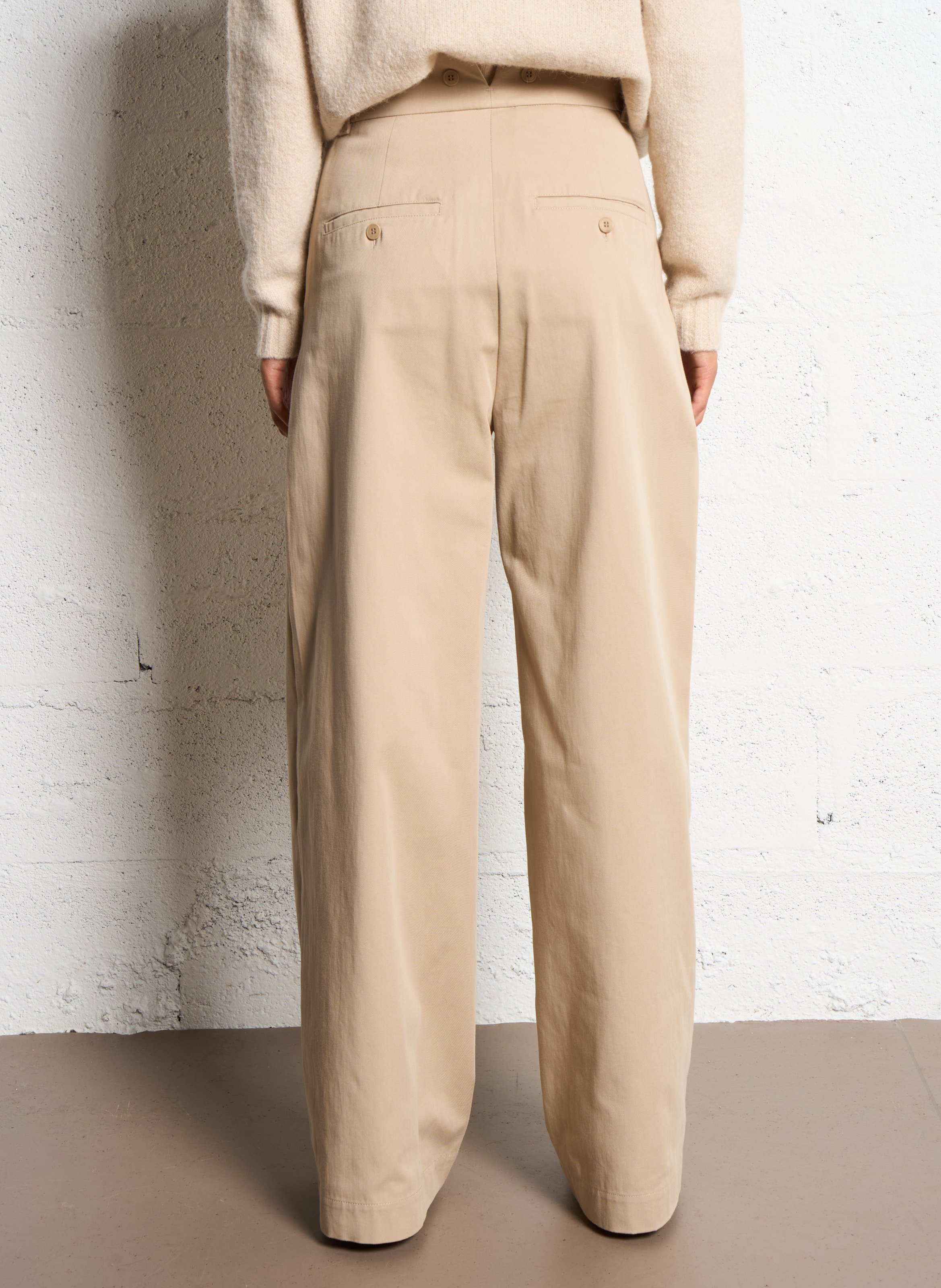 Wijde hoge taille broek in effen katoen MAX MARA WEEK END Beige