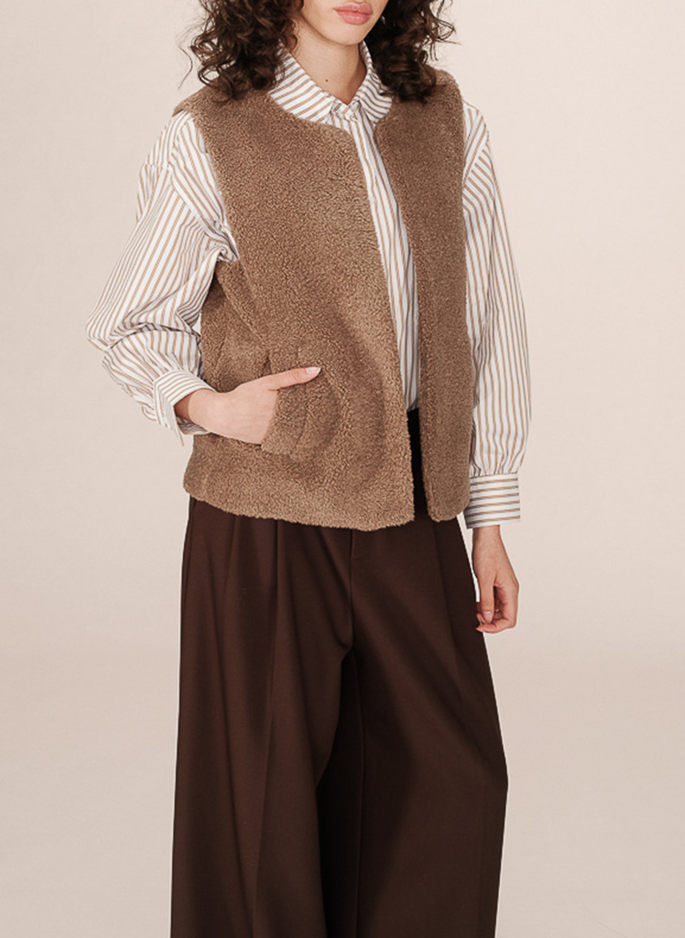 Sleeveless faux fur vest GRACE ET MILA Brown