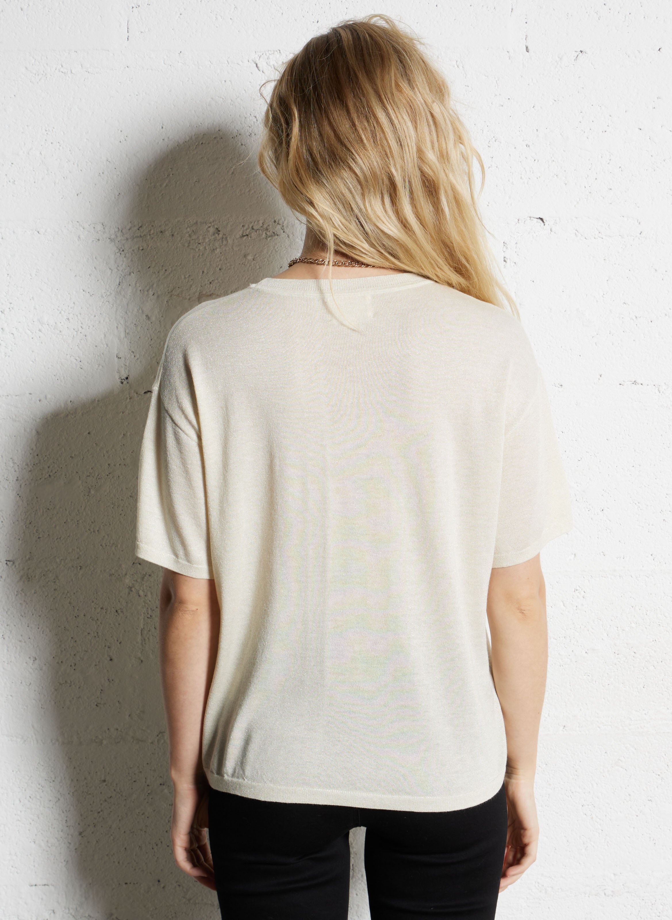 Top col rond pailleté MAISON 123 Beige