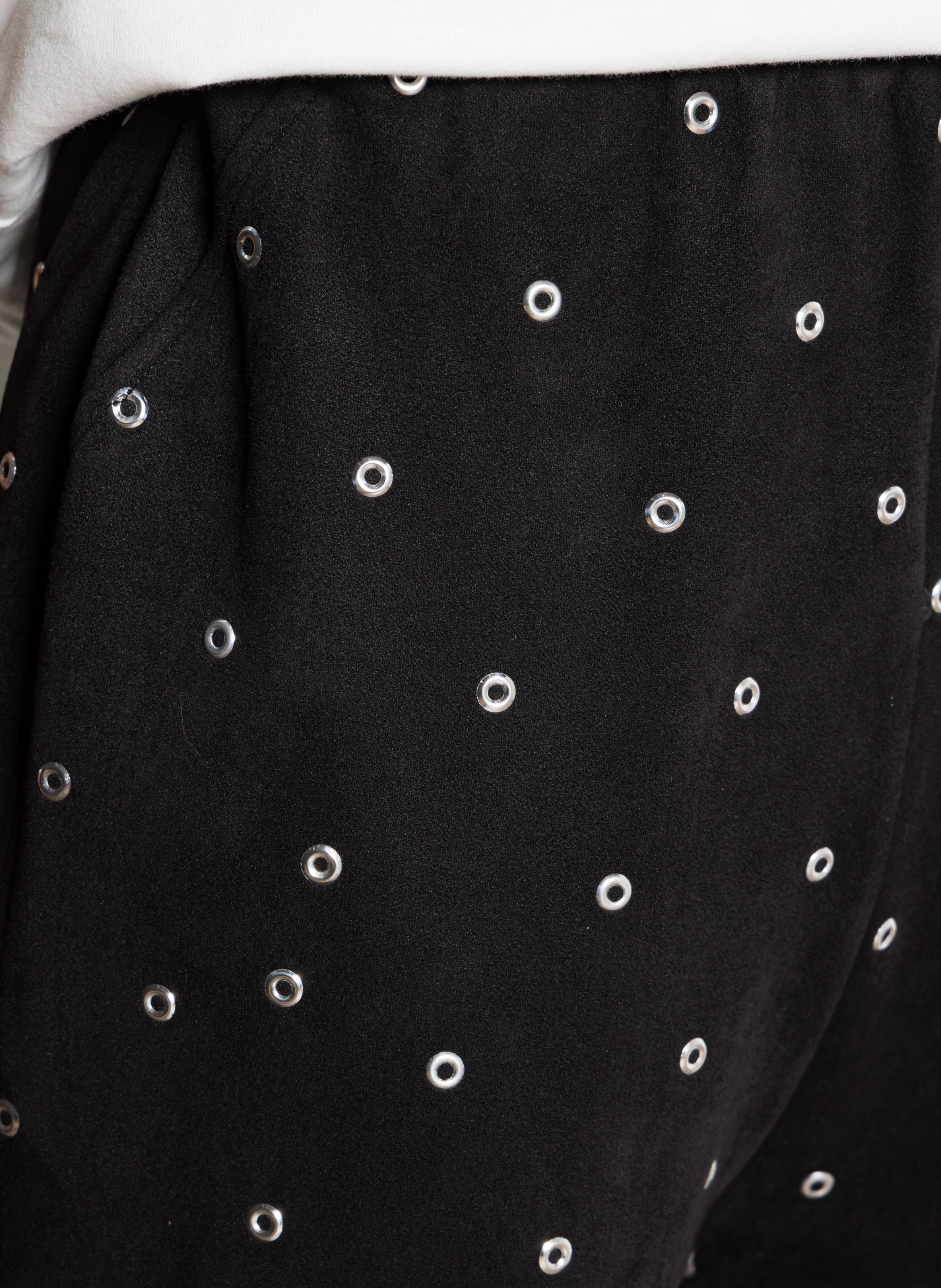 Straight-leg pants with eyelets BERENICE Black