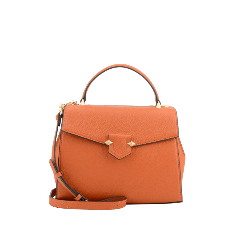 Handbag - grained calf leather POURCHET Orange