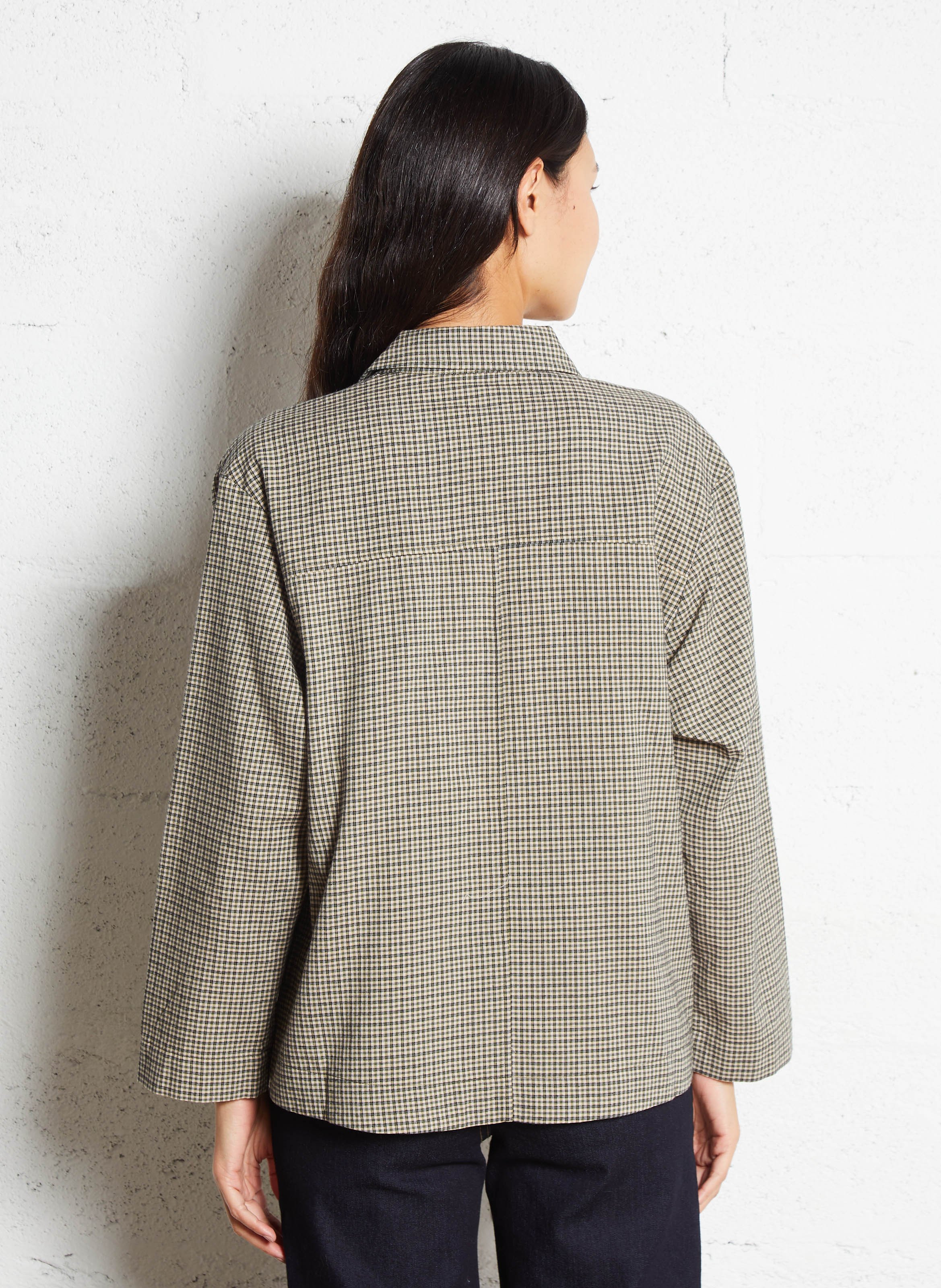 Top ample manches longues à carreaux SACRECOEUR Vert