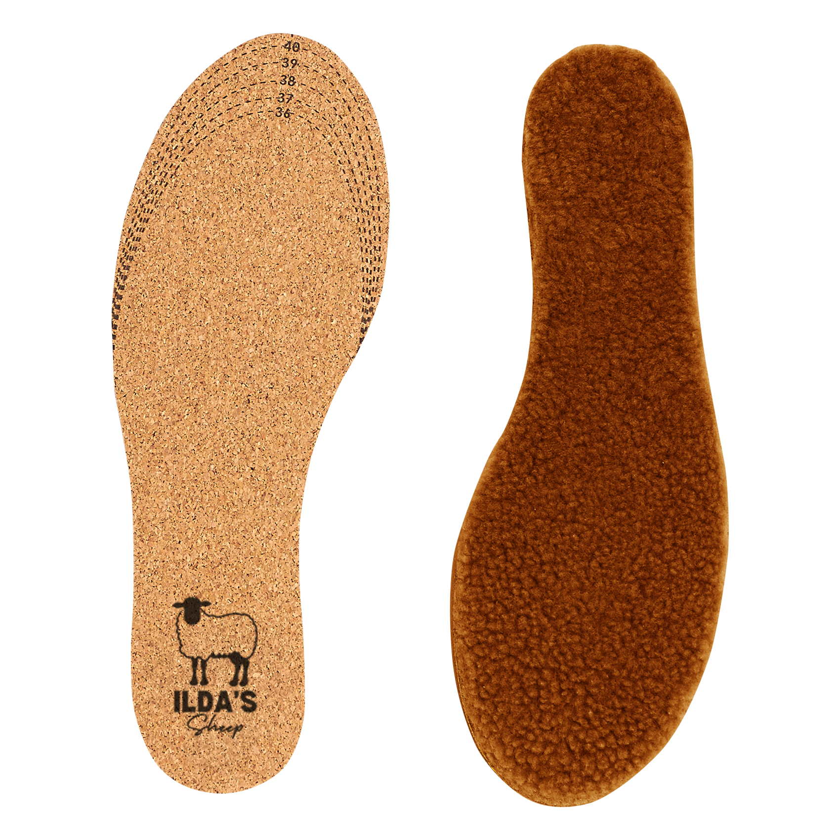 Merino wool and cork insoles ILDA'S SHEEP Brown