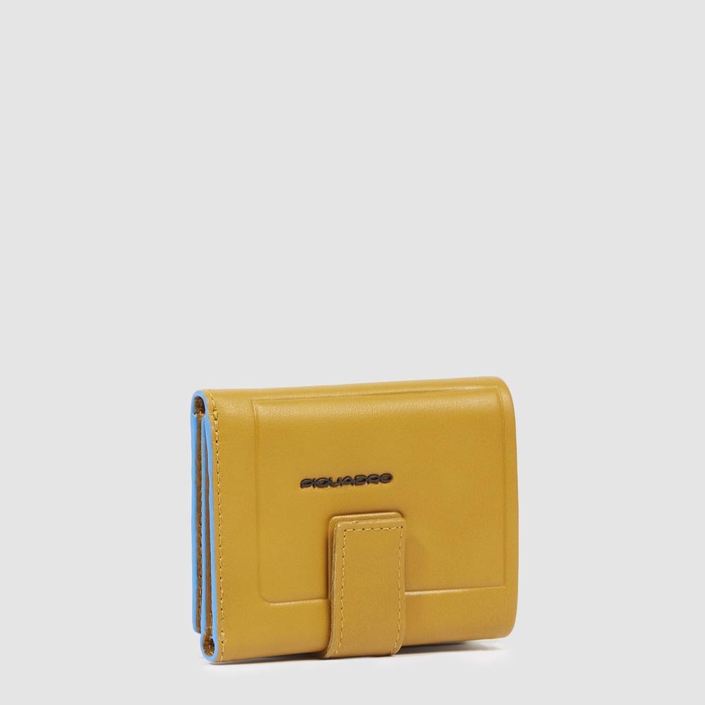 Men's pocket wallet with back coin pocket, credit card holder, and RFID protection PIQUADRO Yellow