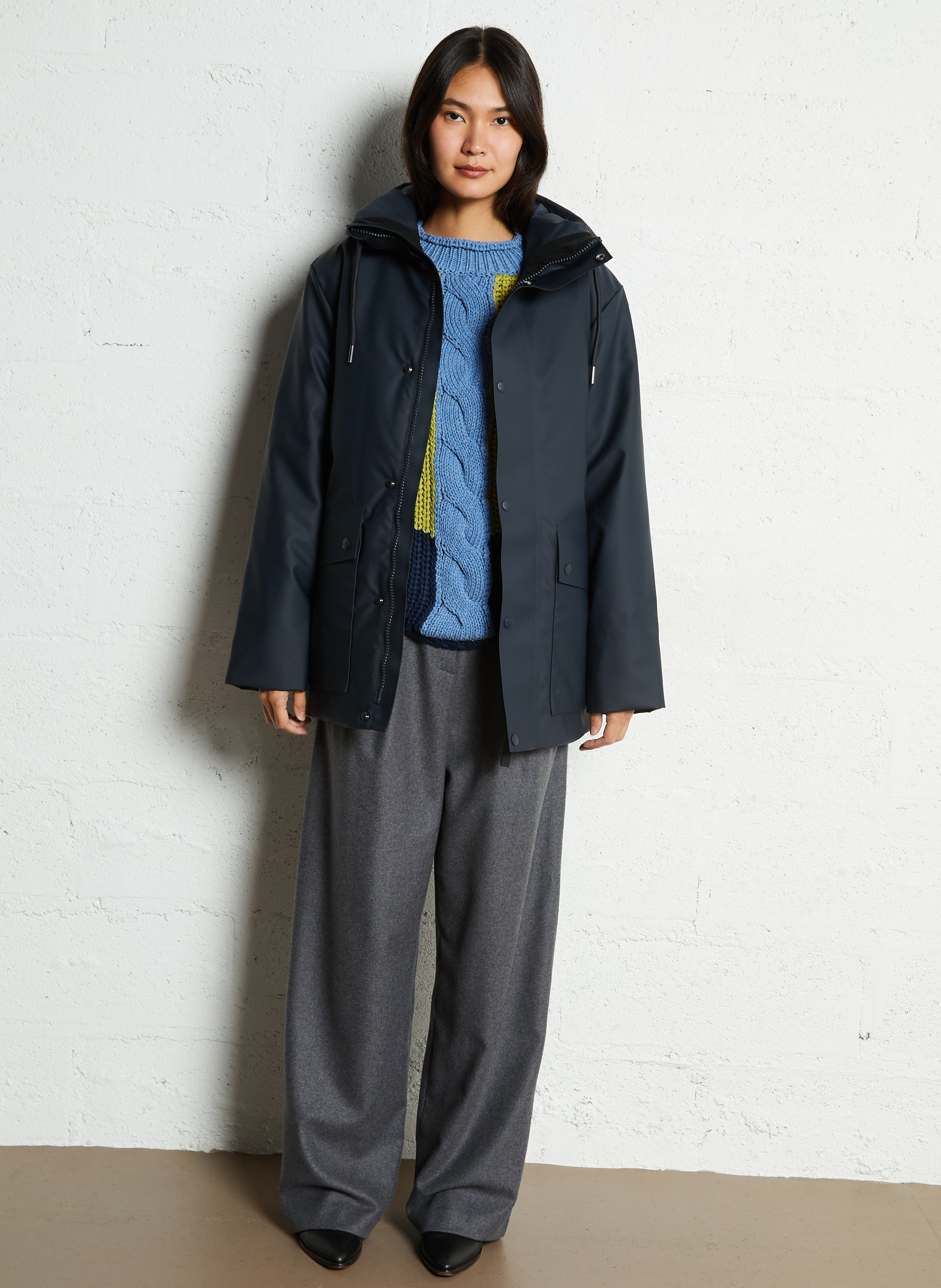 Straight high-neck parka RAINS Blue