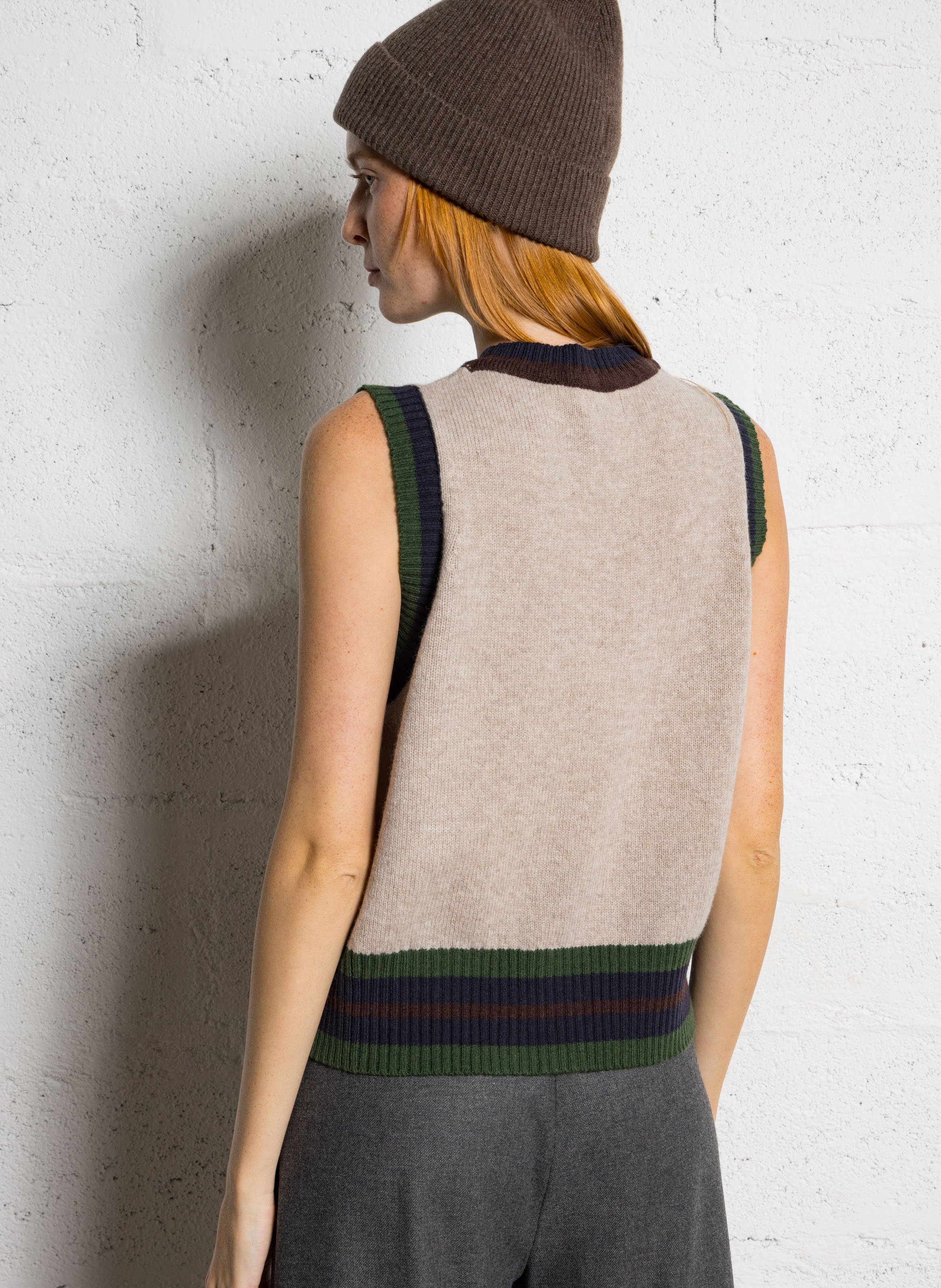 Pull droit col rond en laine DIEGA Beige