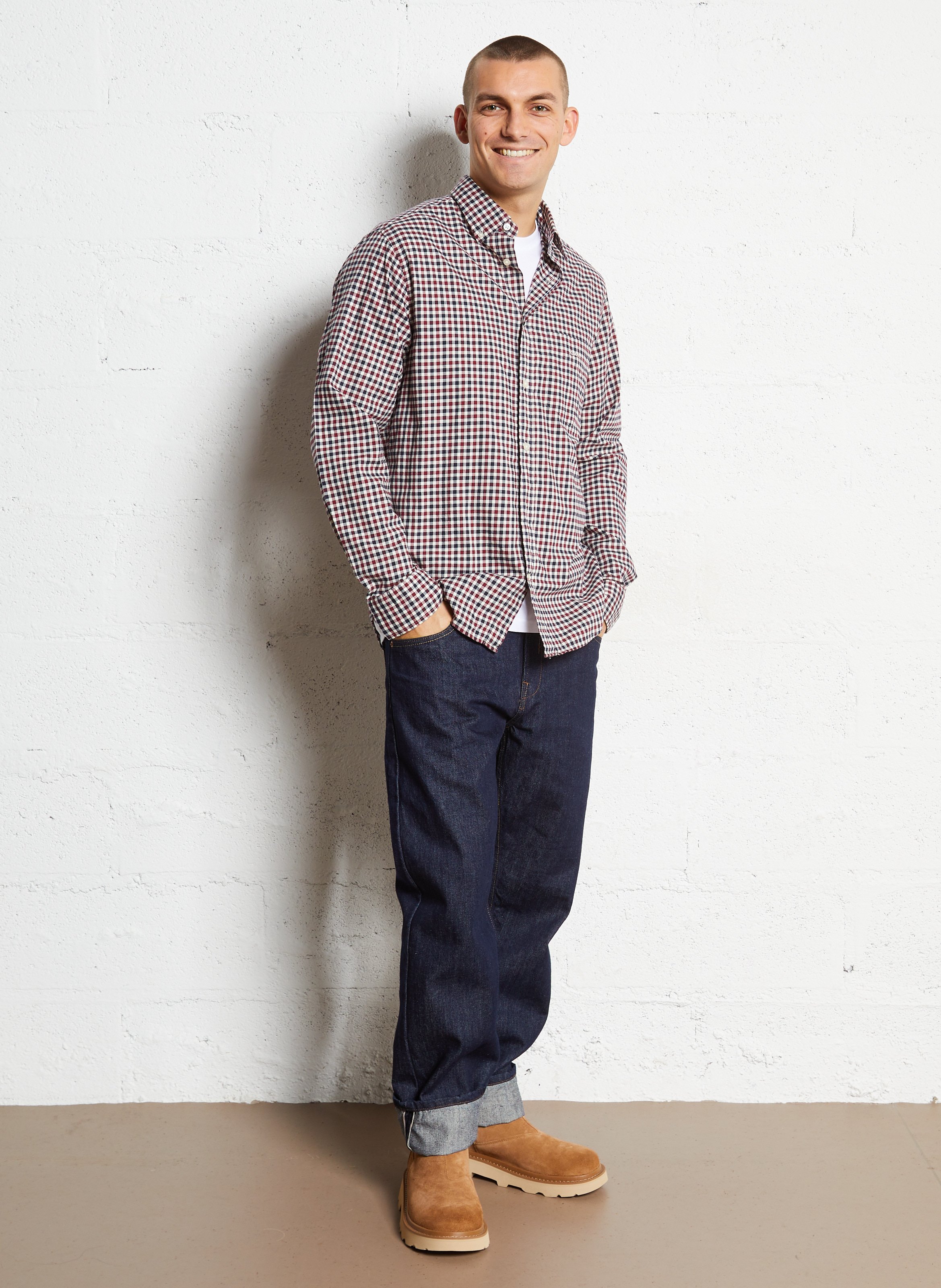 Straight shirt with American collar, gingham print in cotton GANT Red