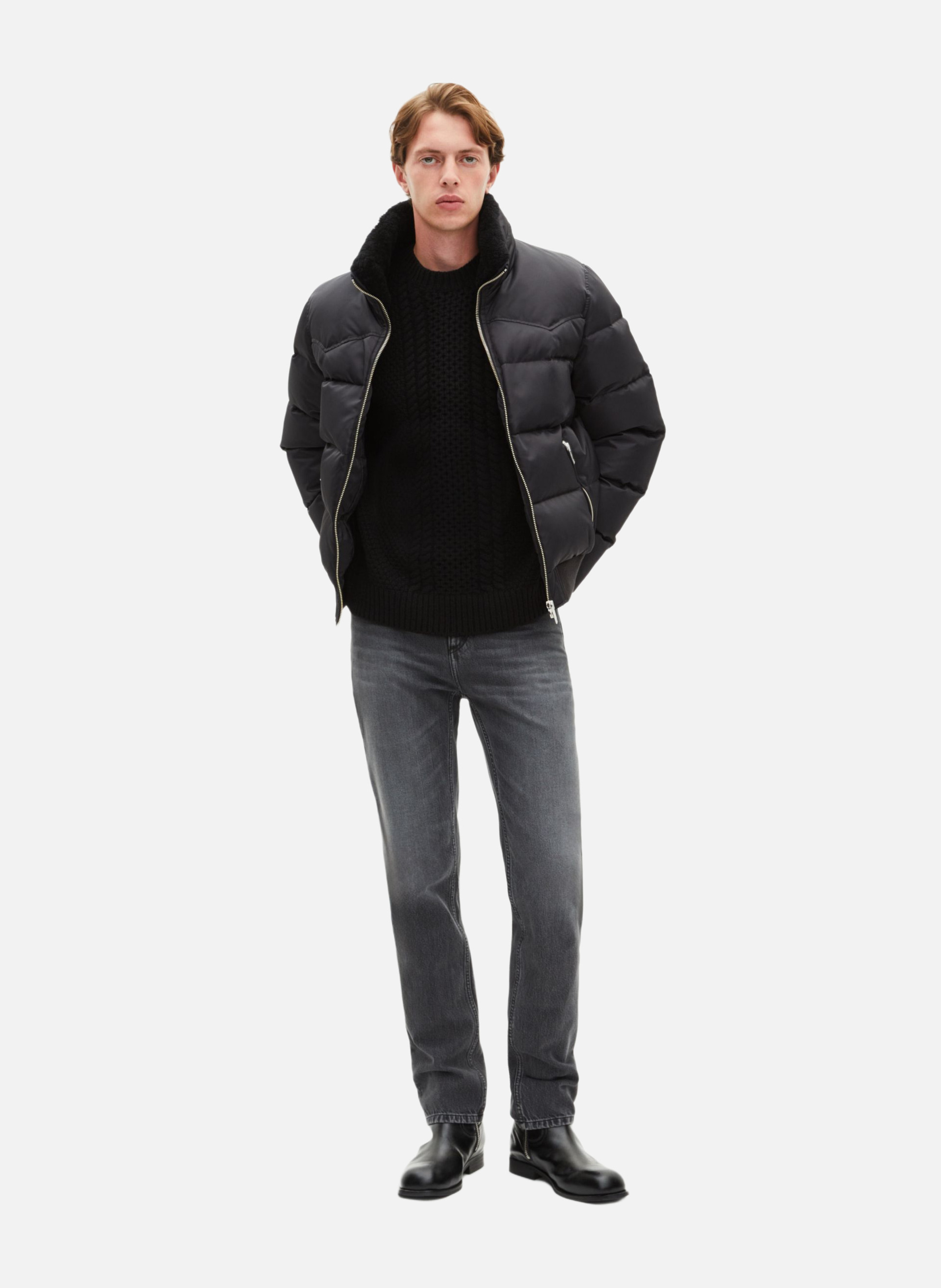 Lightweight quilted padded jacket with high neck THE KOOPLES Grey