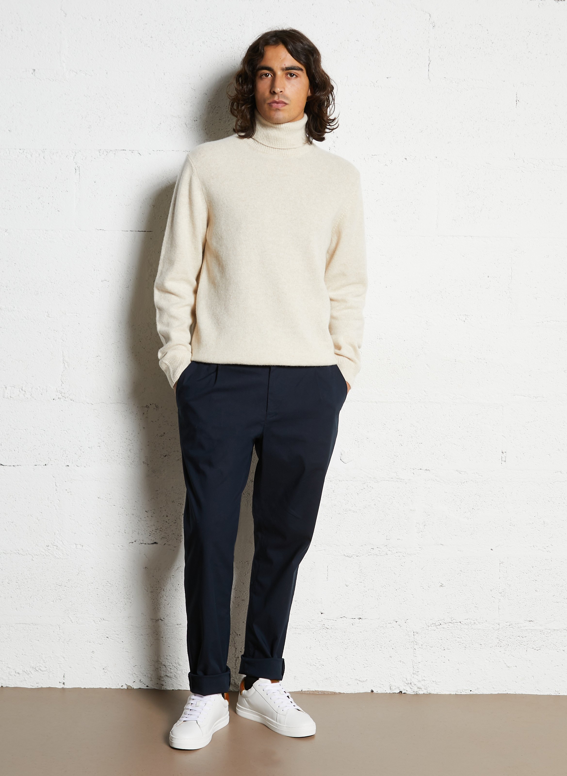 Straight wool-blend polo neck sweater CASUAL FRIDAY Beige