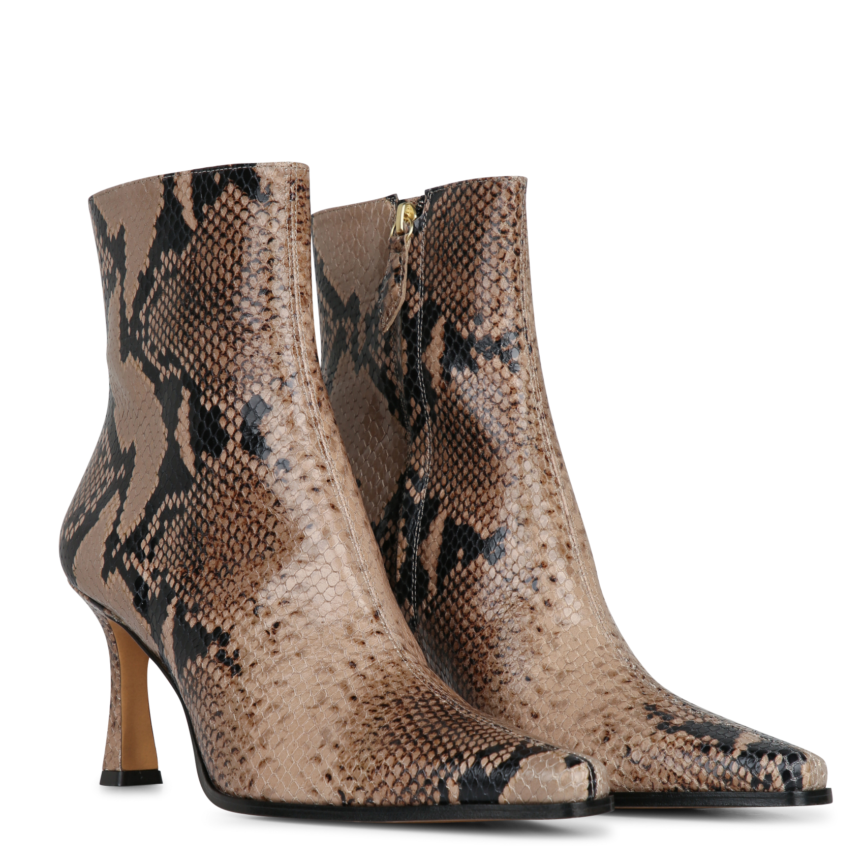 Printed leather ankle boots RIVECOUR Brown