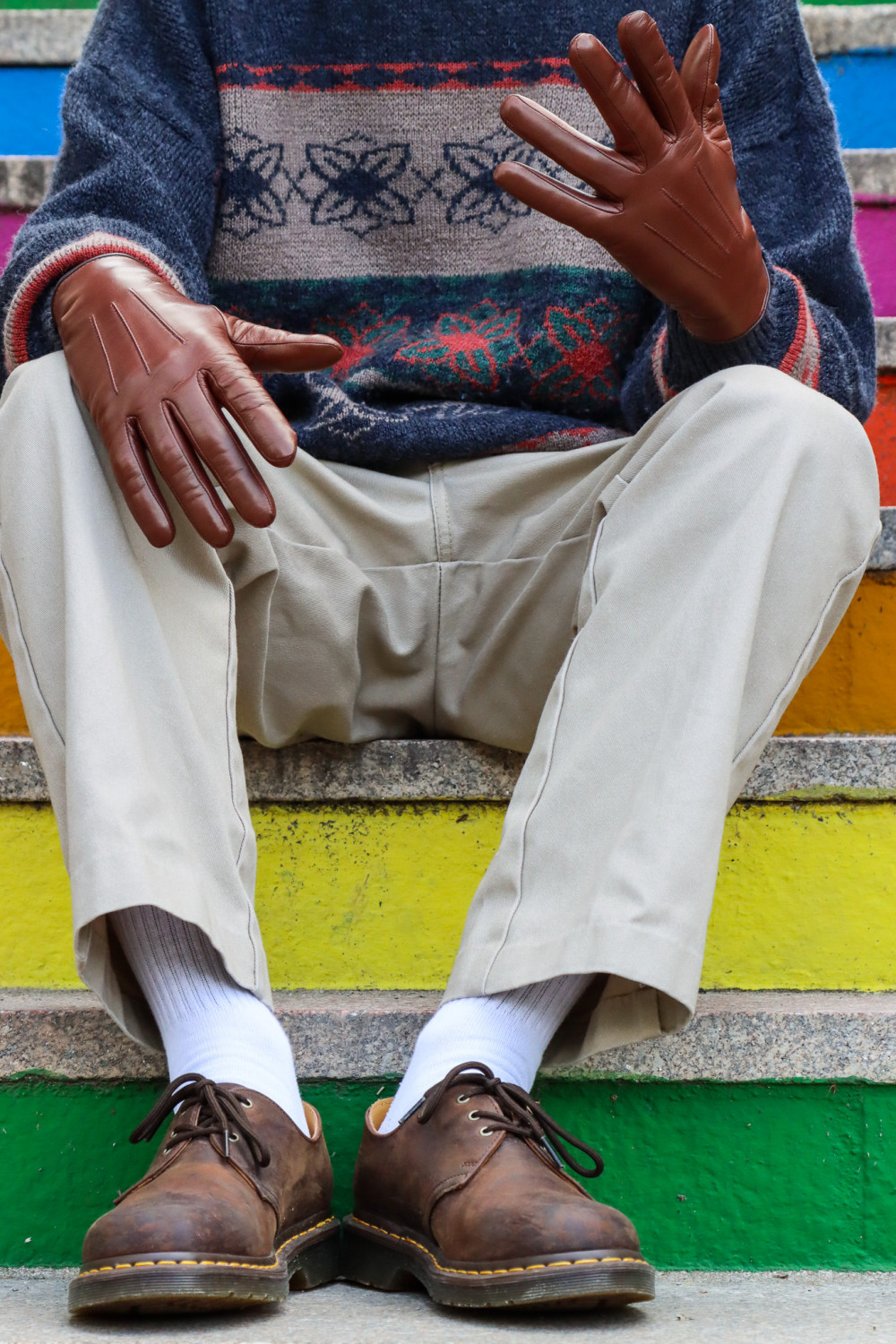 Rick leather gloves lined with cashmere Brown