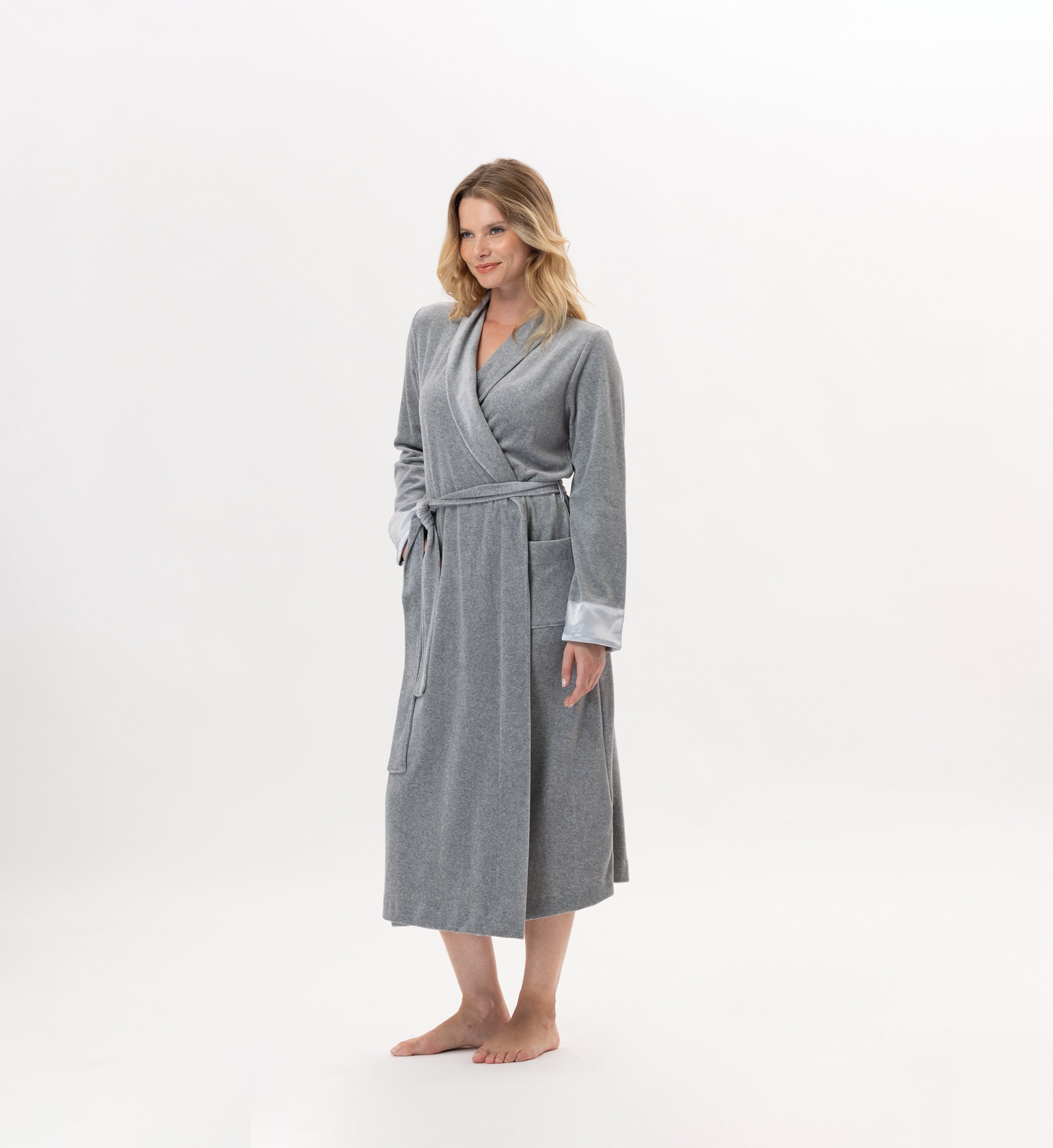 Crossed velvet dressing gown LE CHAT Grey