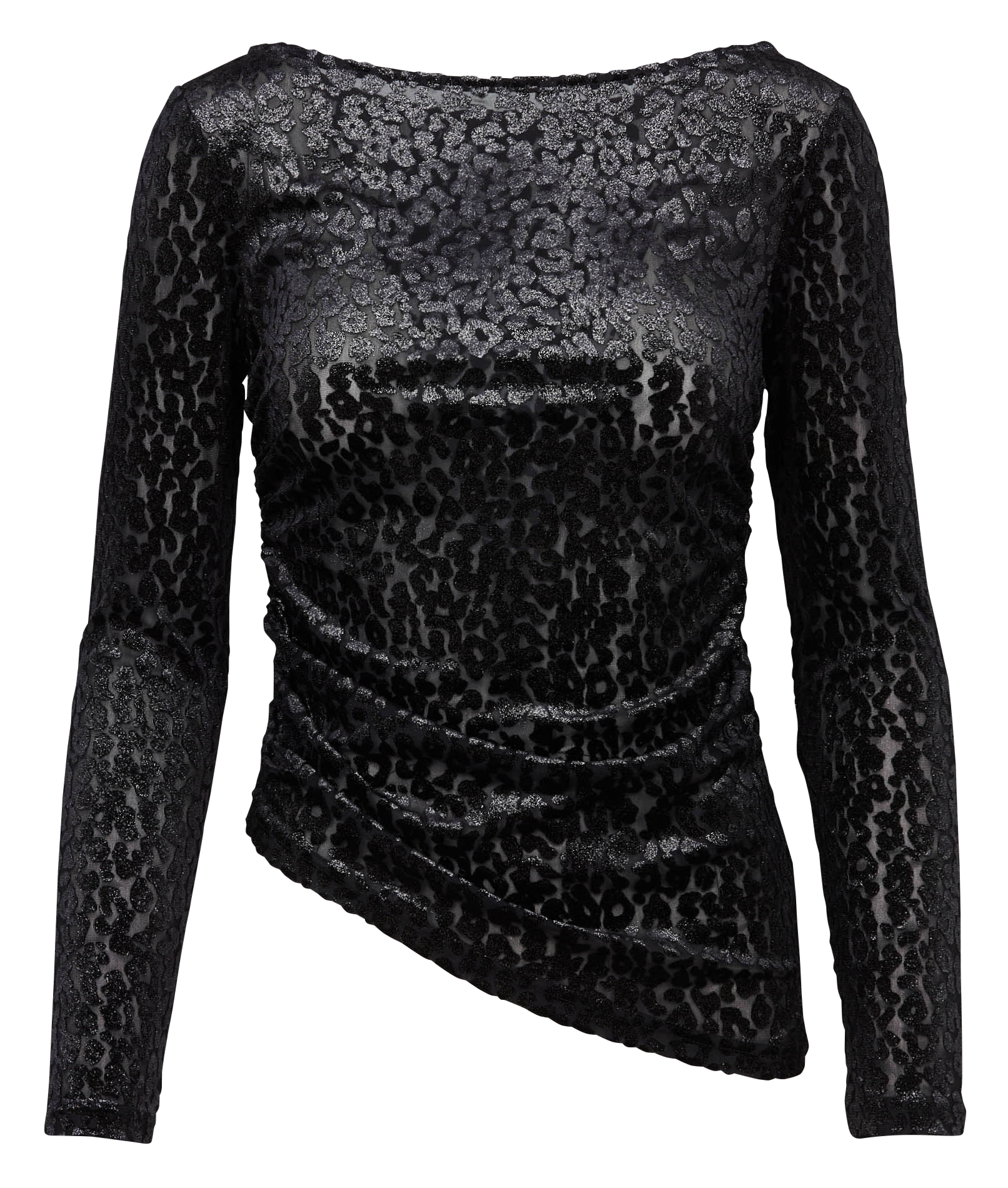 Anliegendes Oberteil mit Rundhalsausschnitt aus glitzerndem Jacquard. IKKS Schwarz