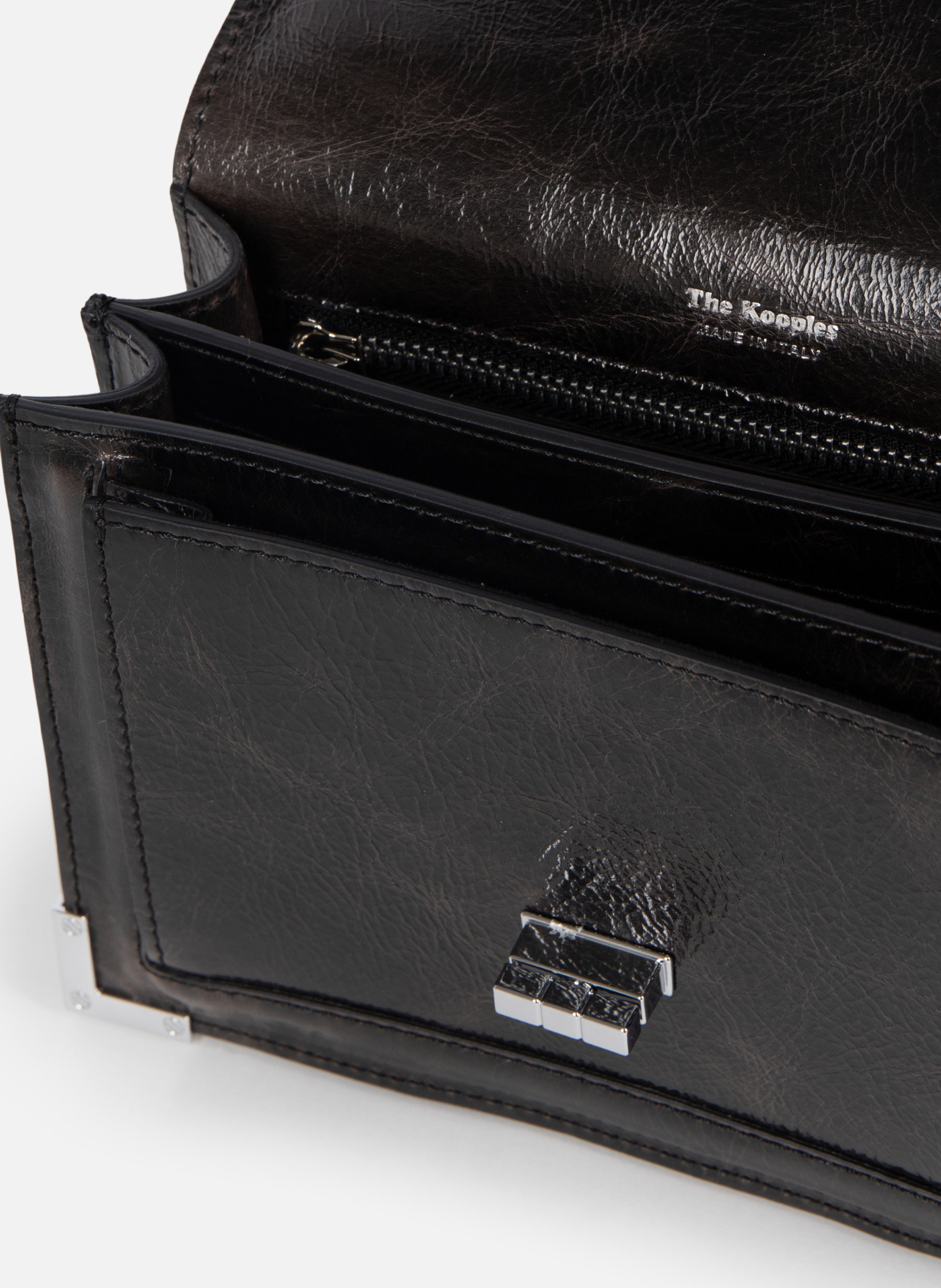 Emily cracked leather bag THE KOOPLES Brown