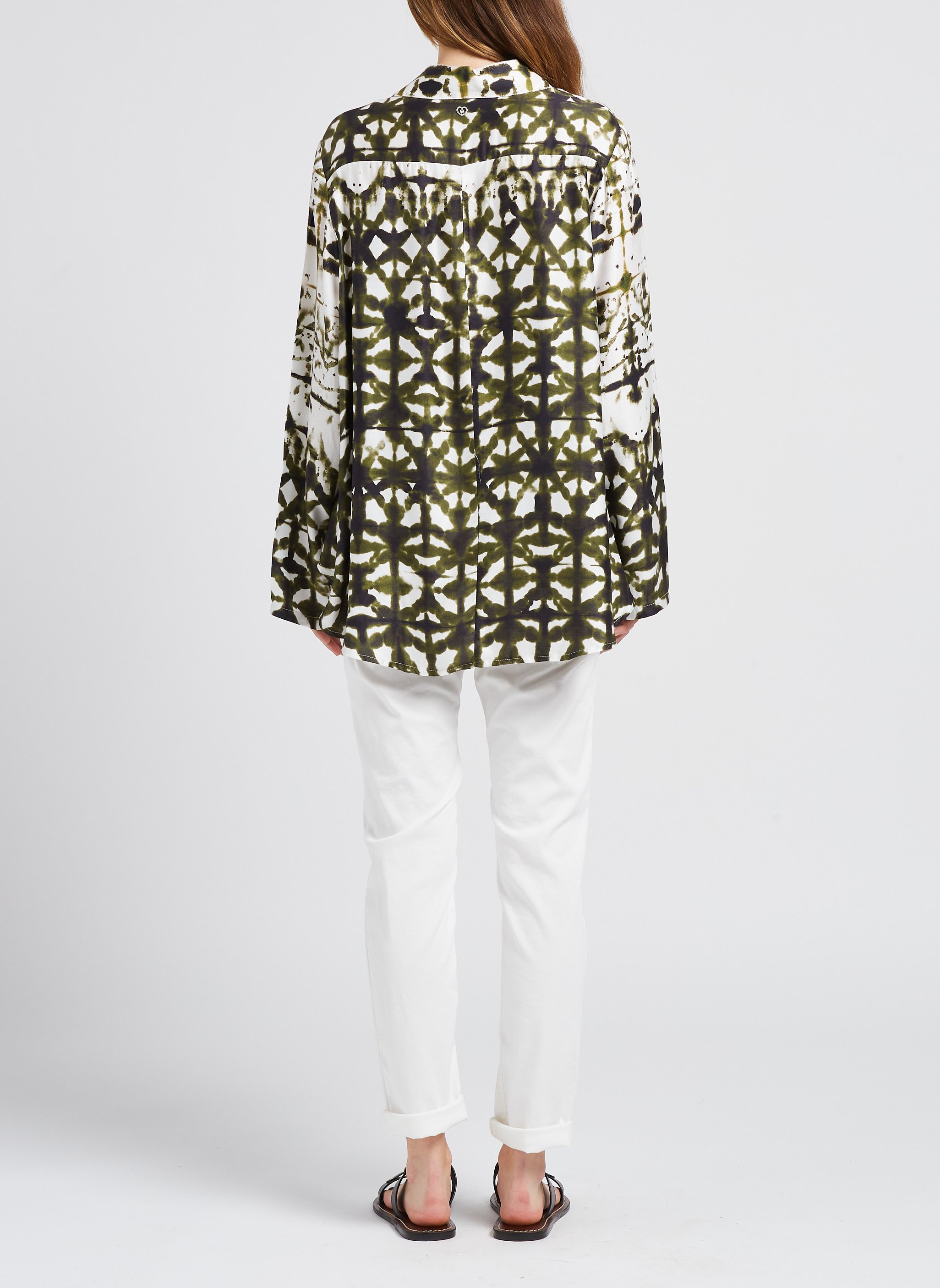 Printed viscose shirt with classic collar PLEASE White