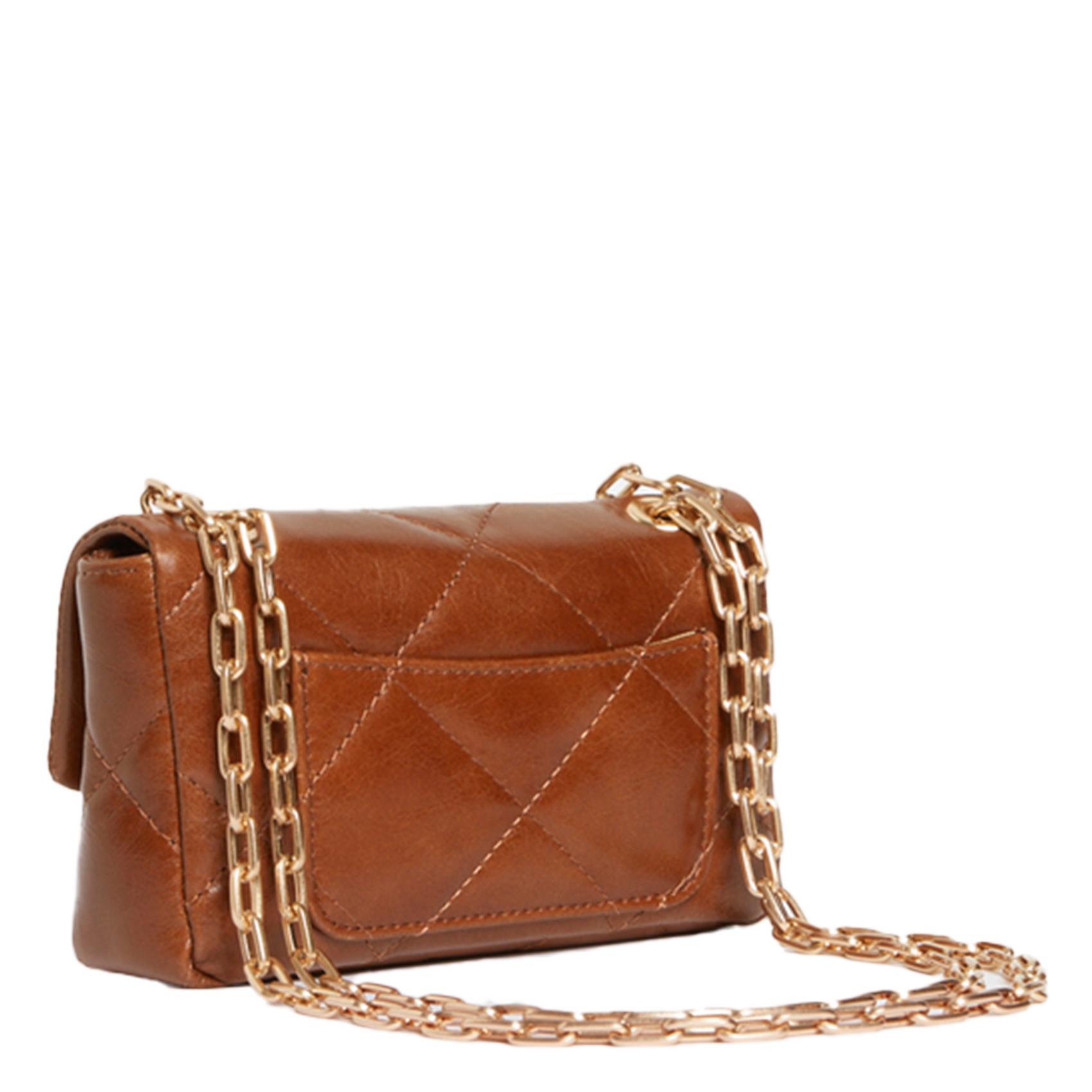 Gewatteerde, leren schoudertas Bruin