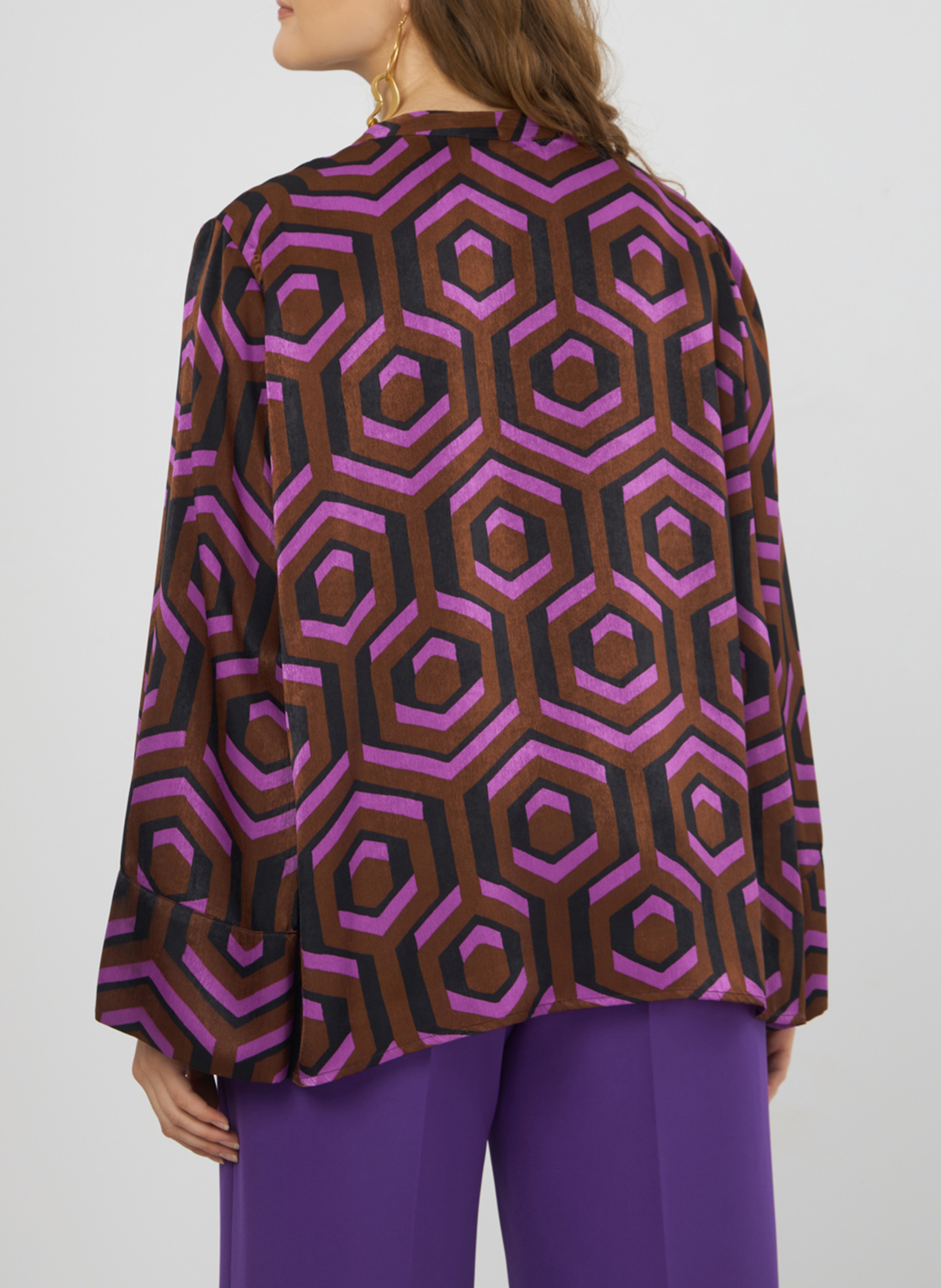 Printed V-neck blouse MAT FASHION Pink