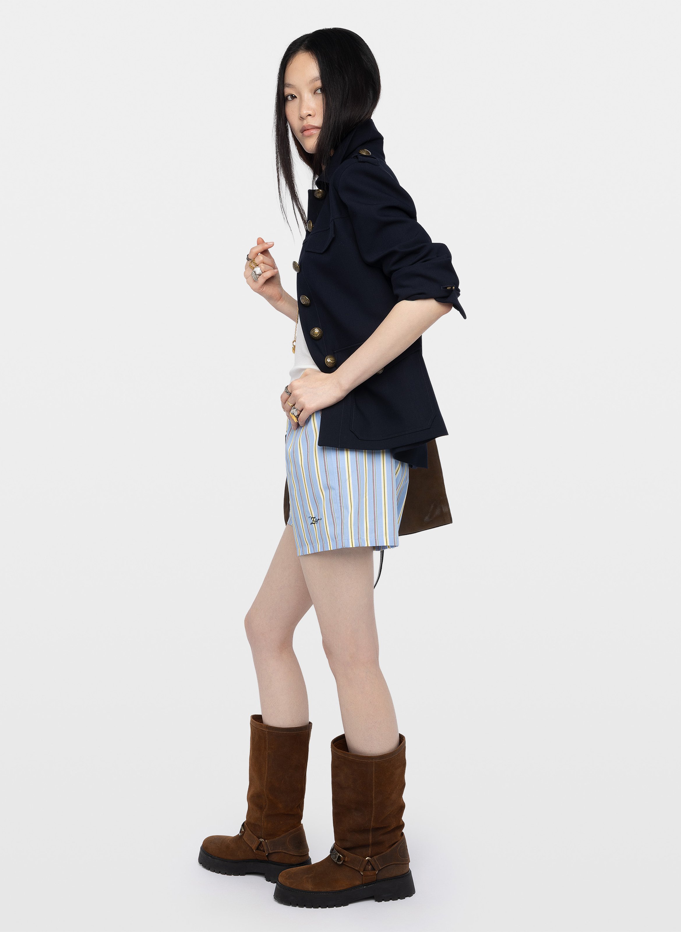 Gerade geschnittene Baumwoll-Shorts mit Streifen ZADIG&VOLTAIRE Blau