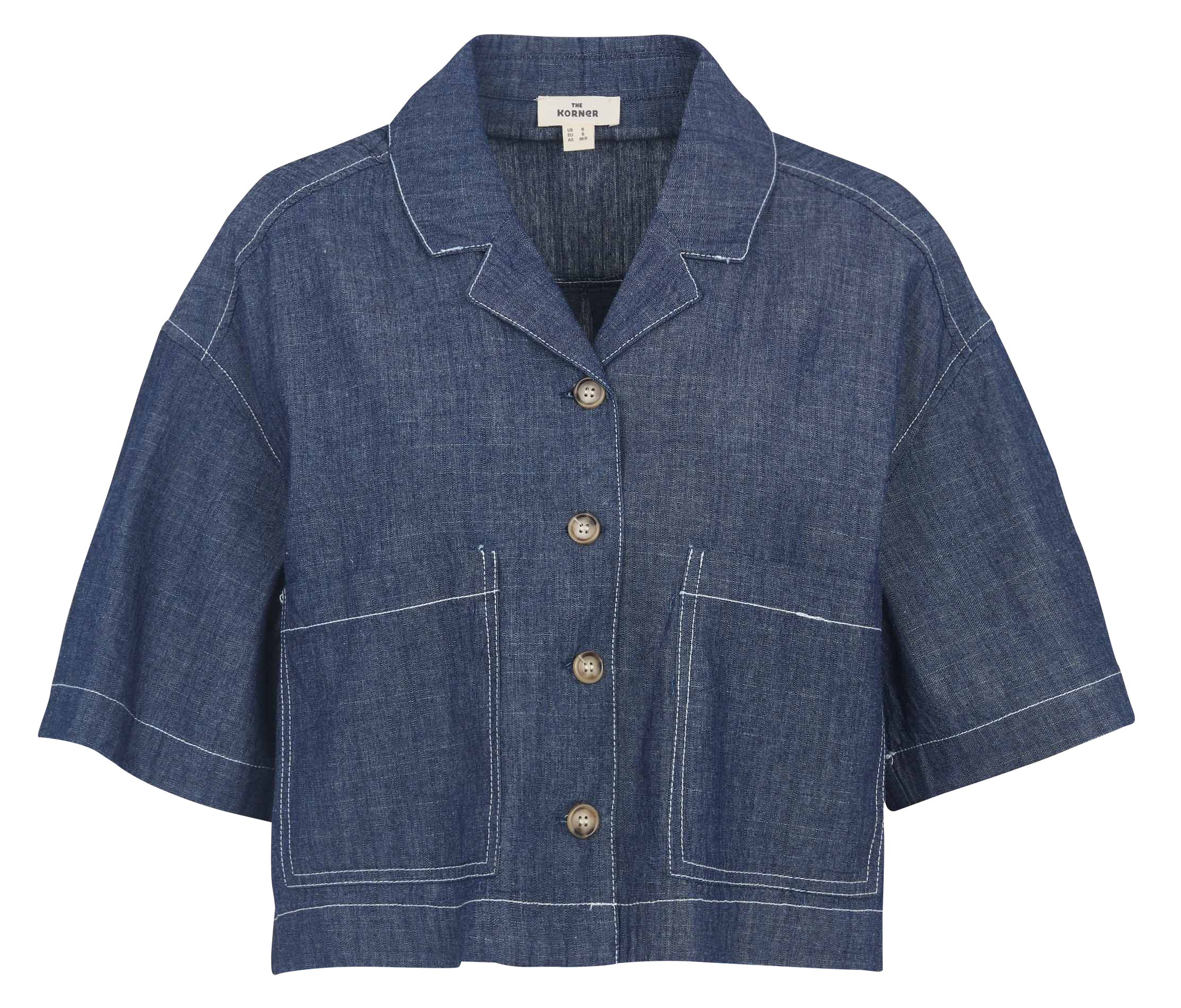 Chemise oversize col tailleur en coton THE KORNER Bleu